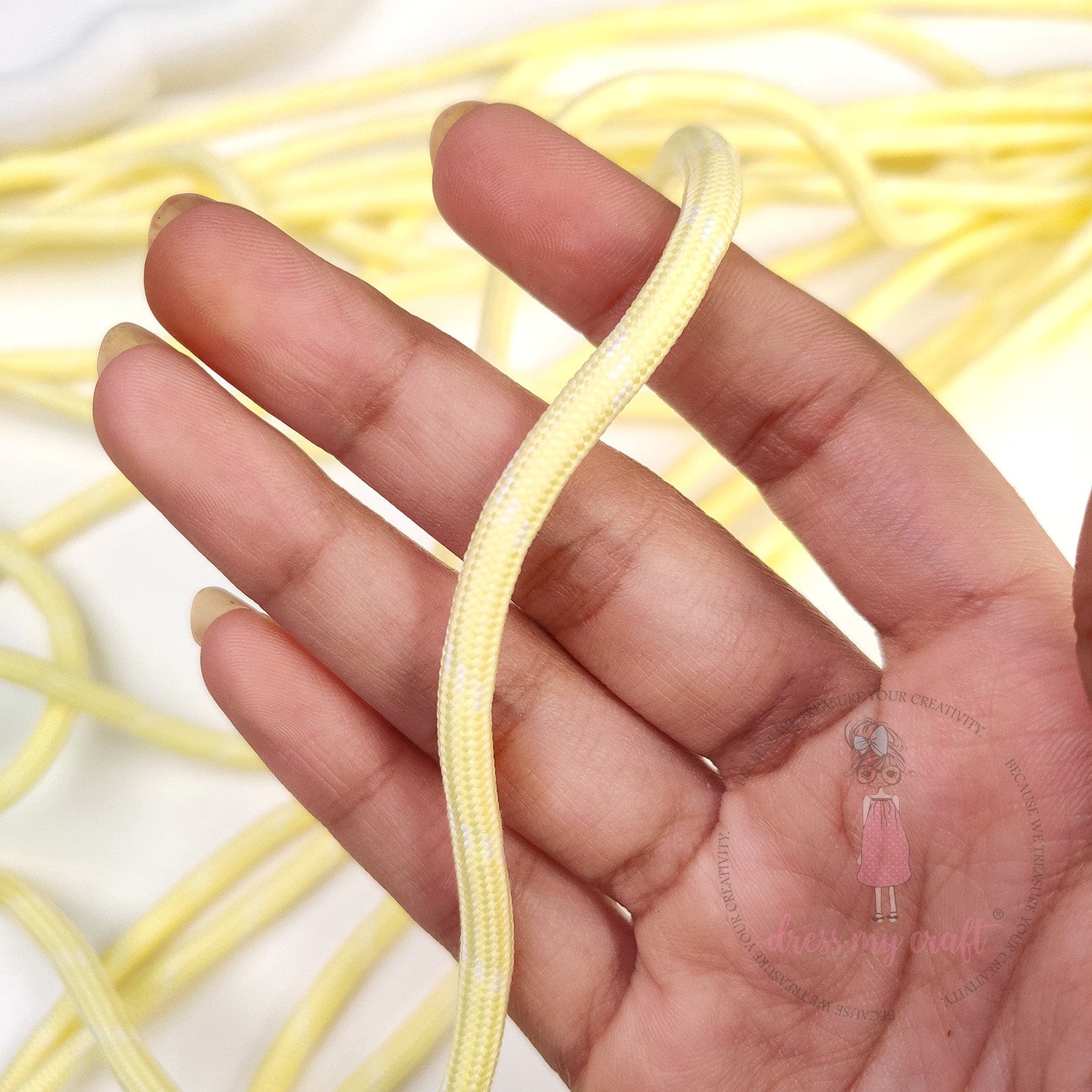 DIY Stripe Braided Paracord Rope - Pastel Yellow