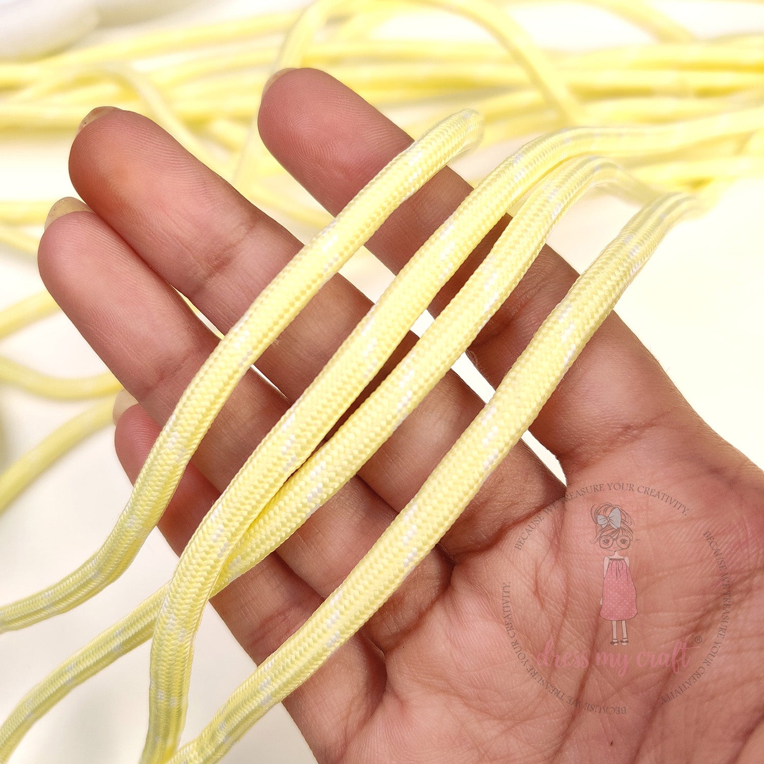 DIY Stripe Braided Paracord Rope - Pastel Yellow