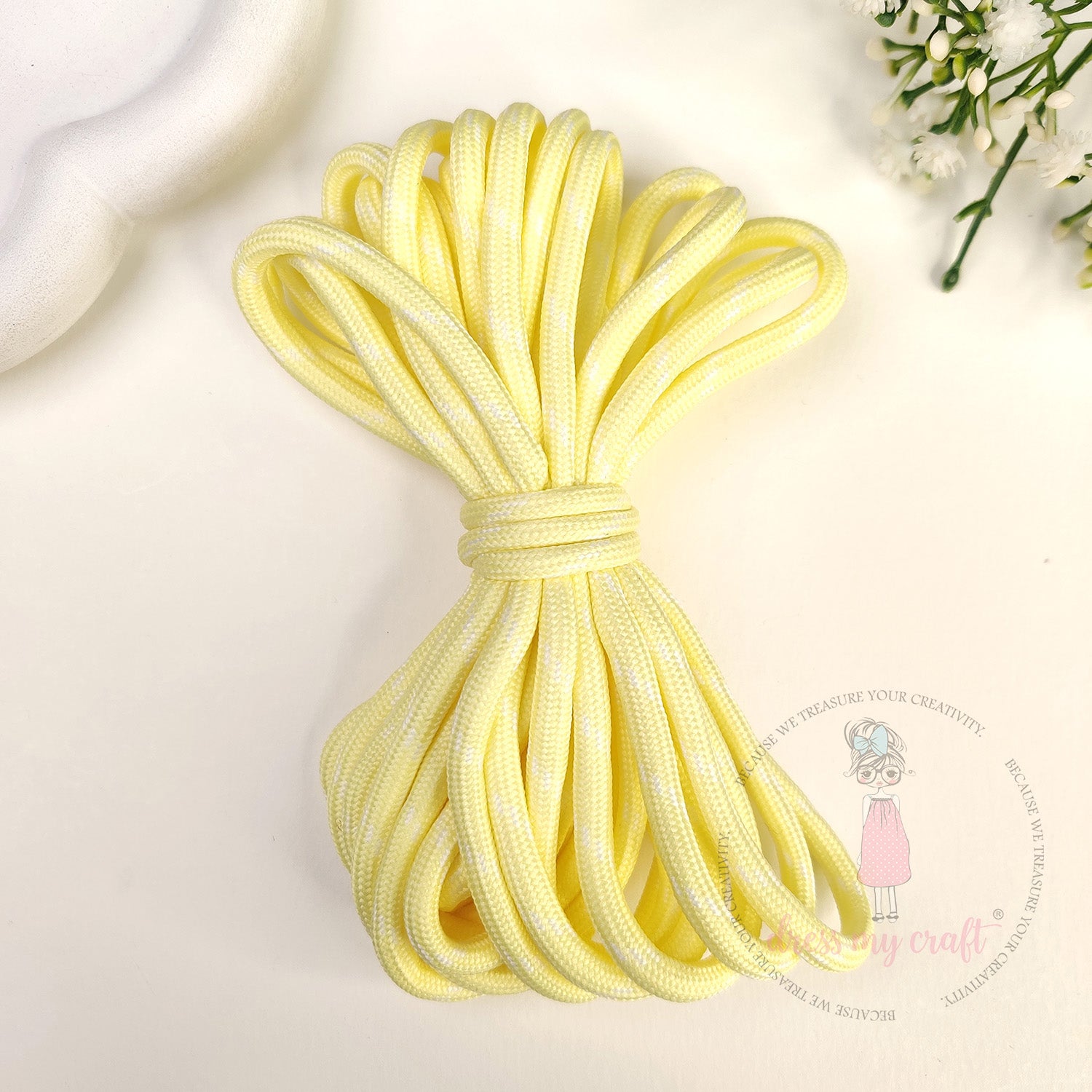 DIY Stripe Braided Paracord Rope - Pastel Yellow