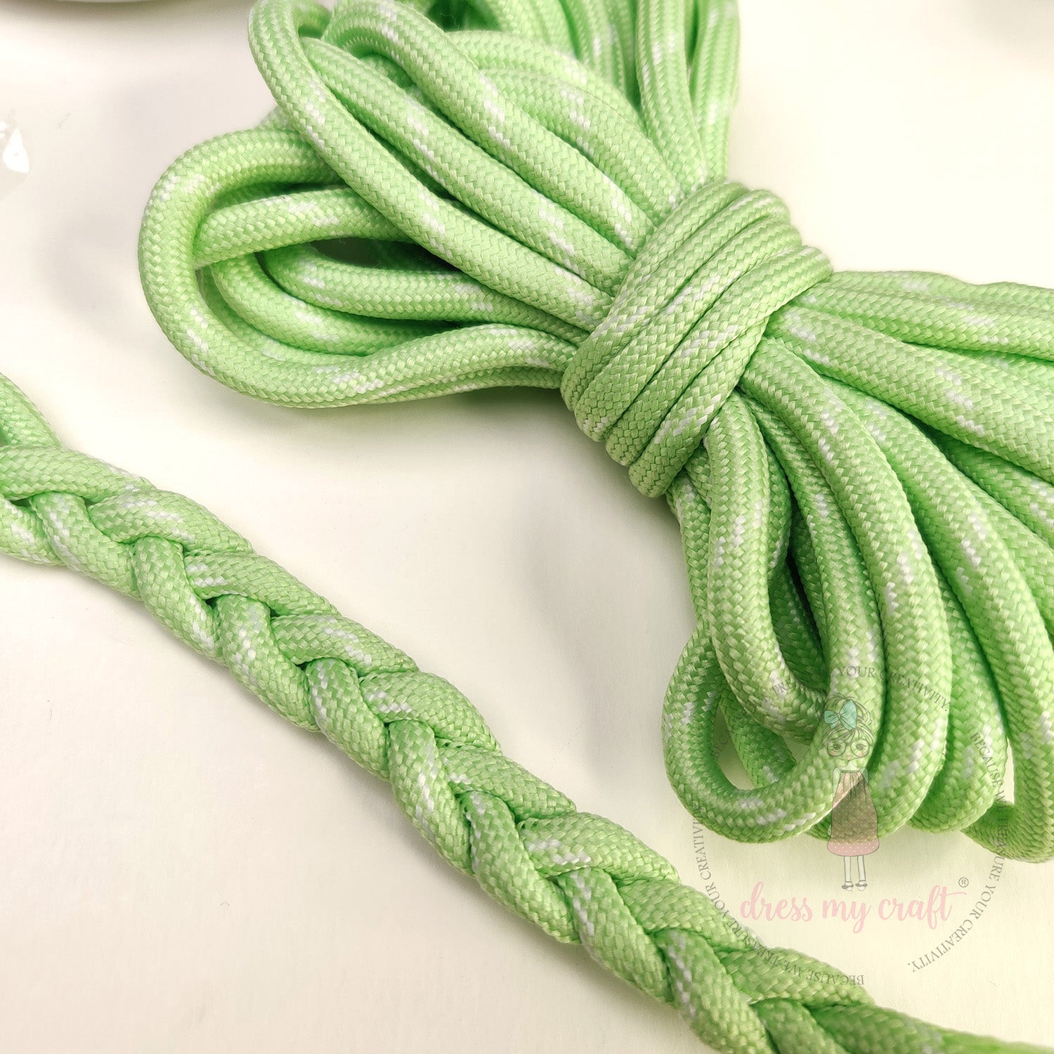 DIY Stripe Braided Paracord Rope - Pastel Green