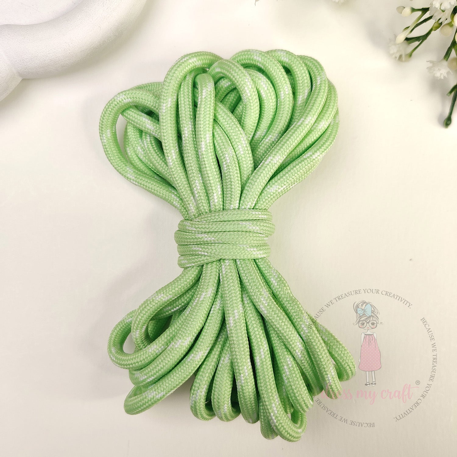 DIY Stripe Braided Paracord Rope - Pastel Green