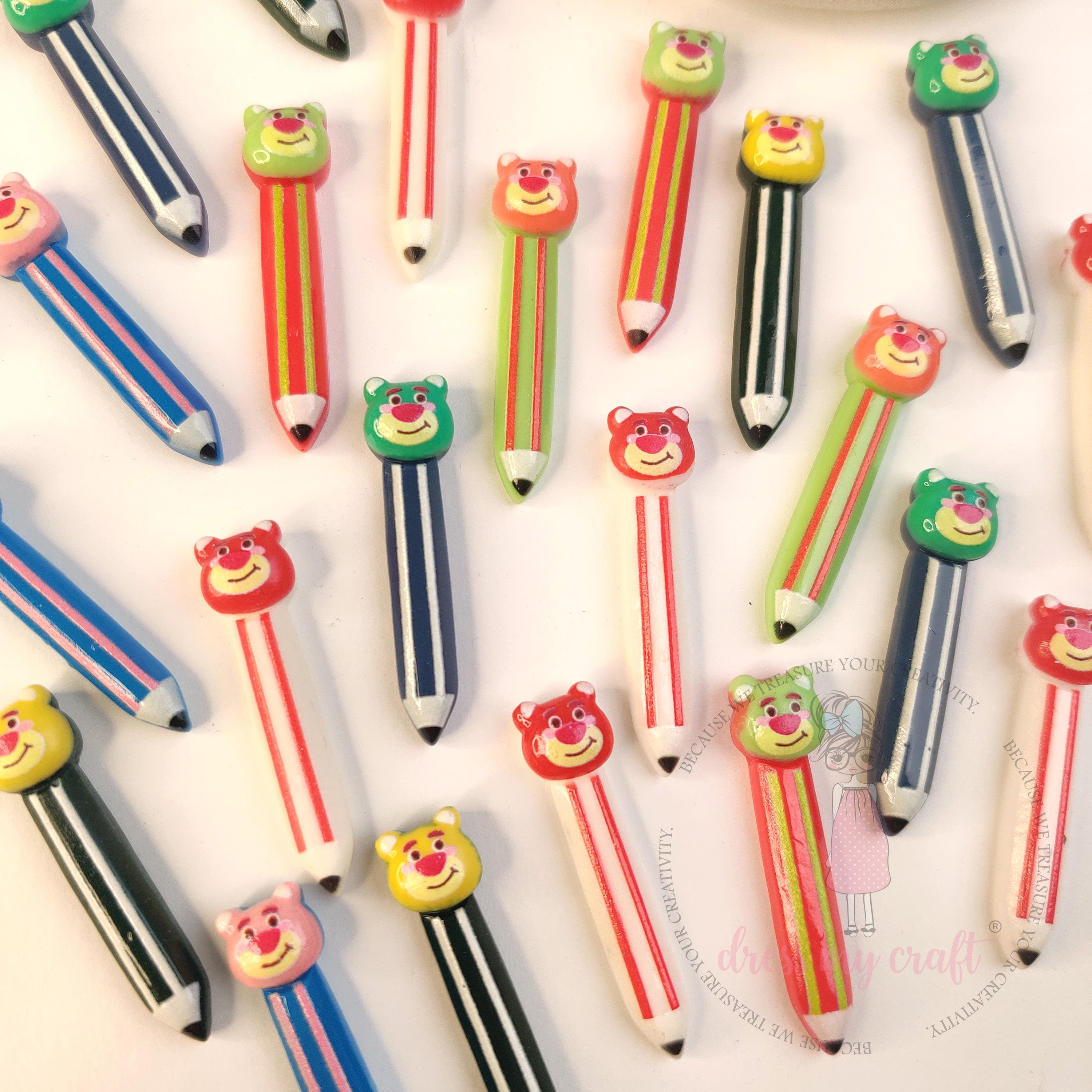 Bear Pencil Flatback Cabochons