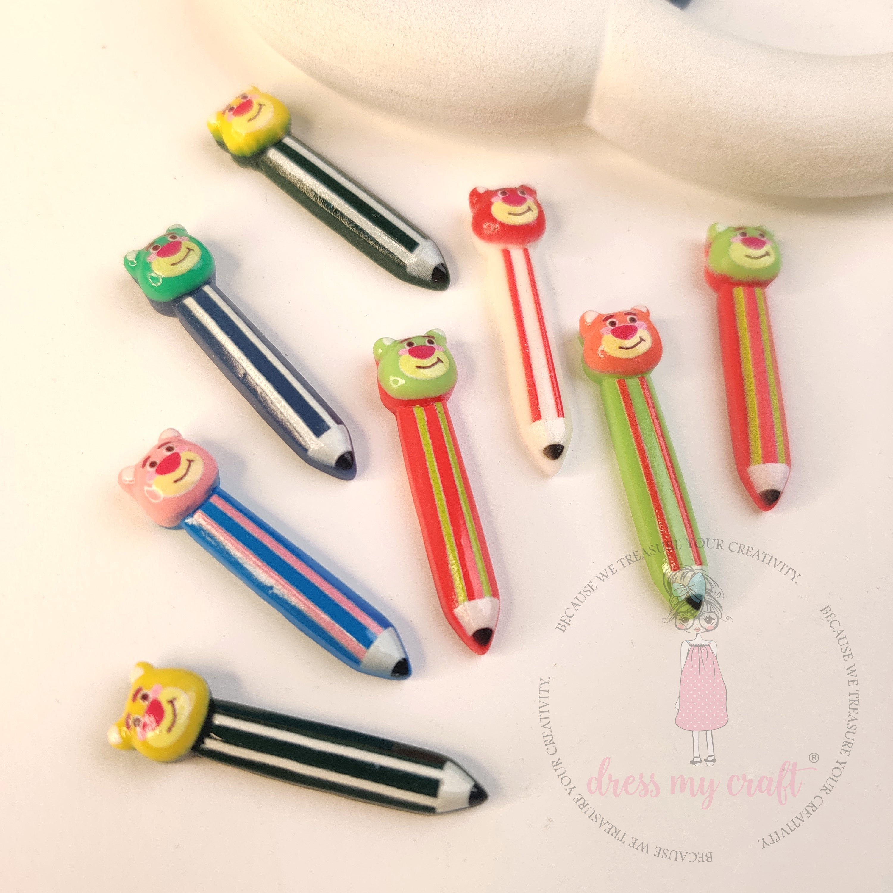 Bear Pencil Flatback Cabochons