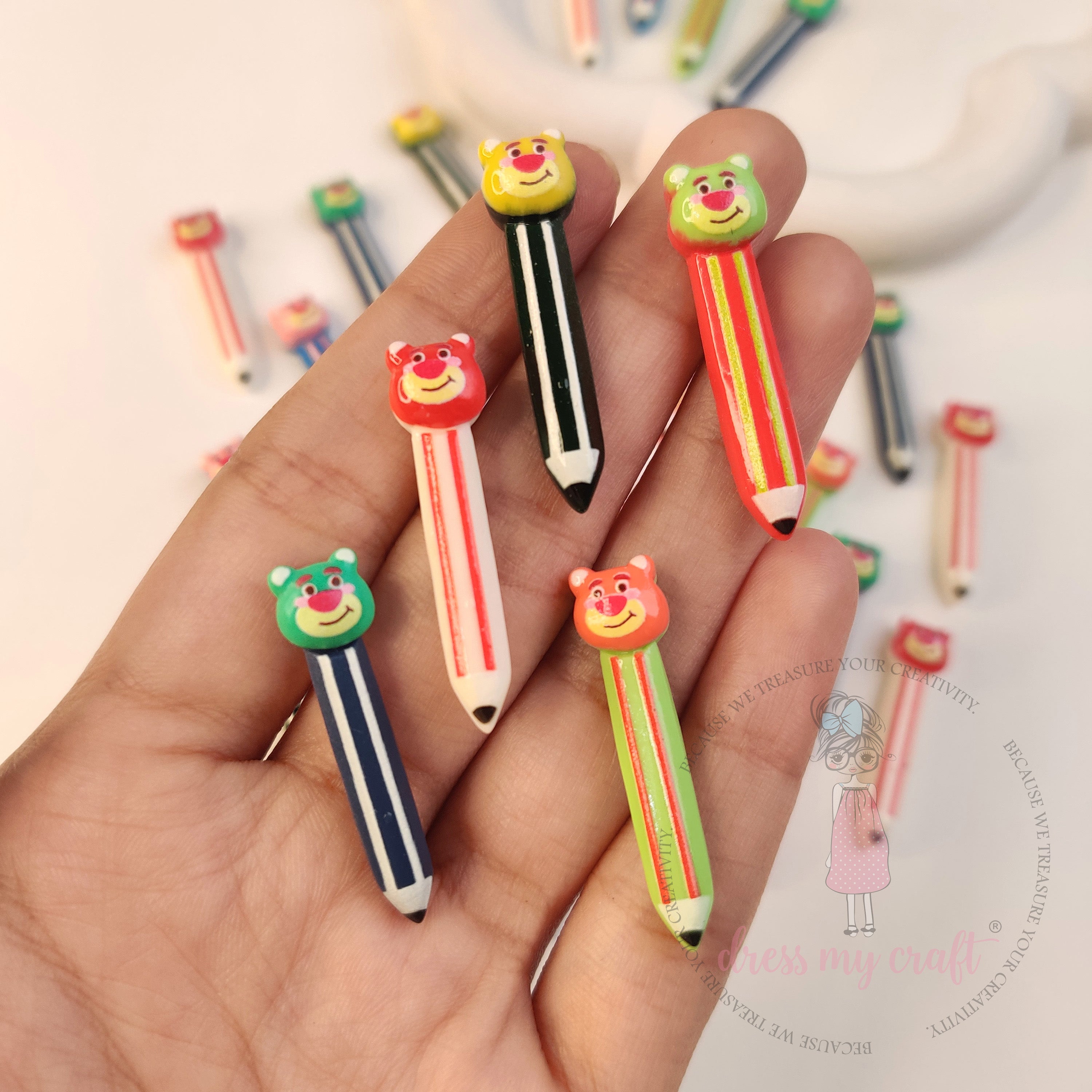 Bear Pencil Flatback Cabochons