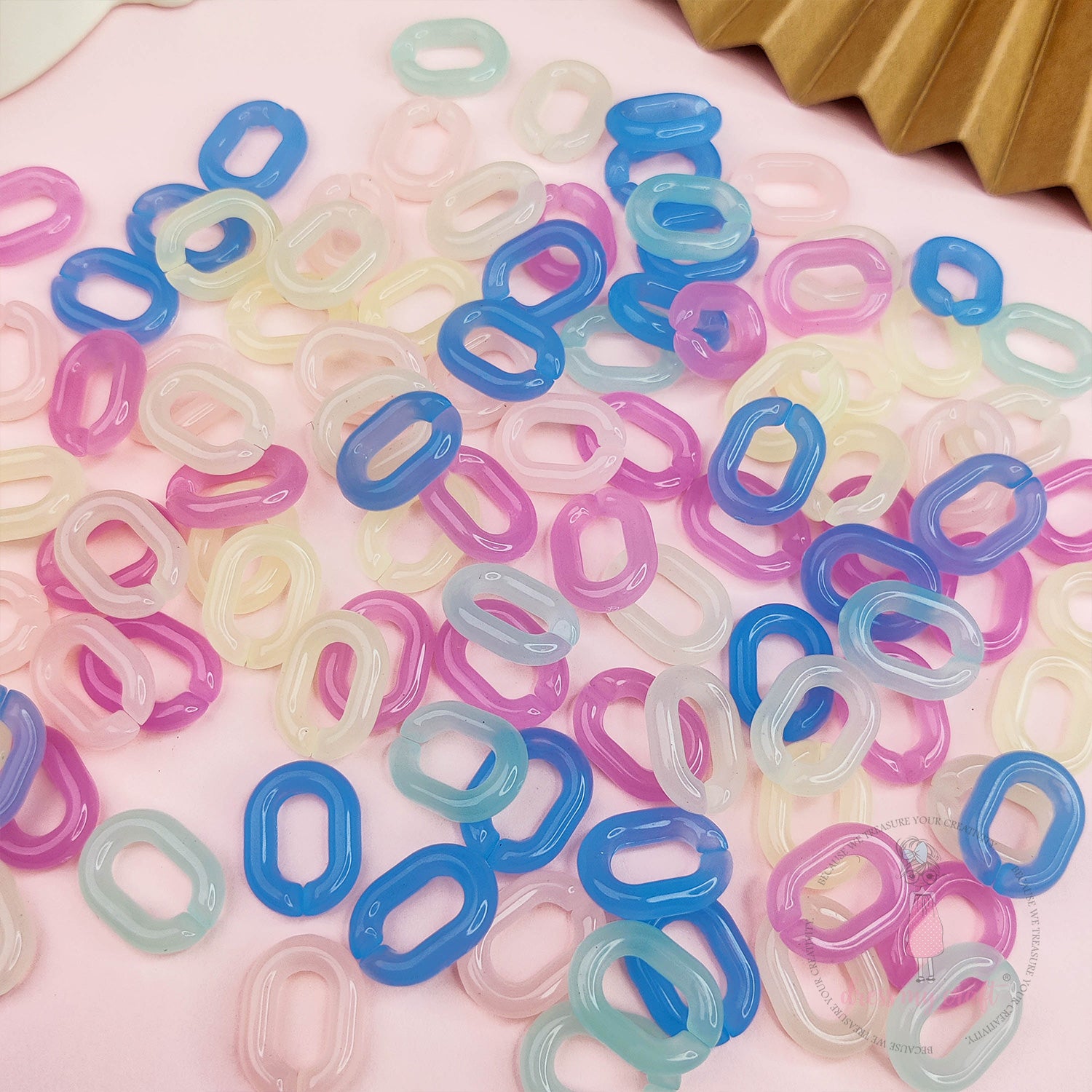Mixed Jelly Color Oval DIY Chain Loops - Small