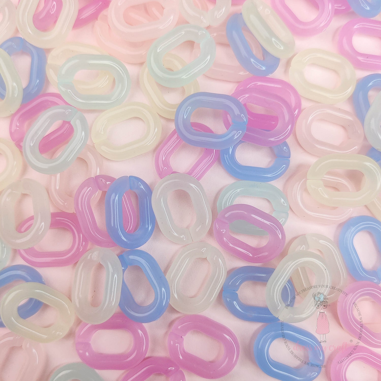 Mixed Jelly Color Oval DIY Chain Loops - Small