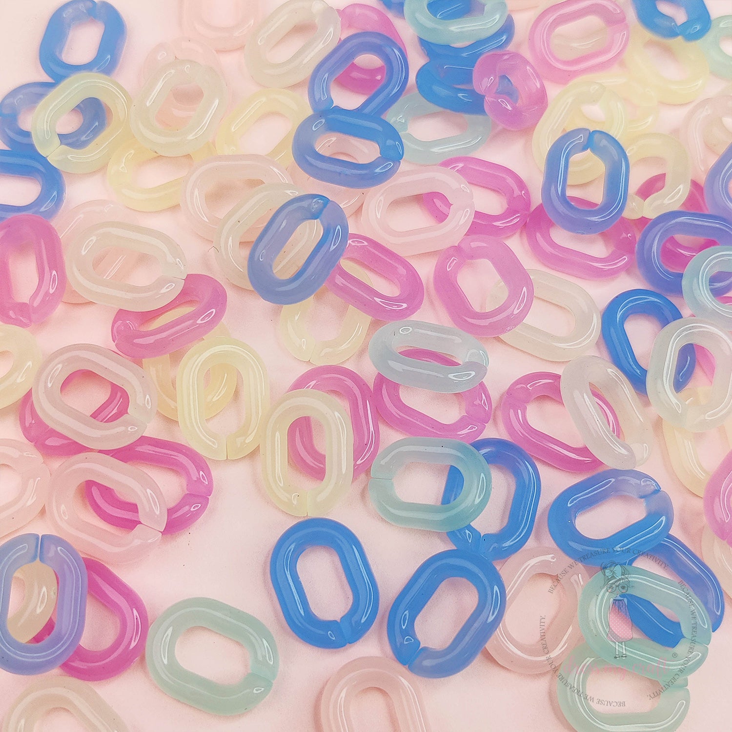 Mixed Jelly Color Oval DIY Chain Loops - Small