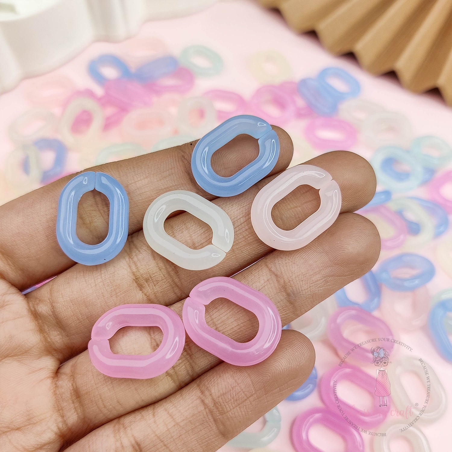 Mixed Jelly Color Oval DIY Chain Loops - Small