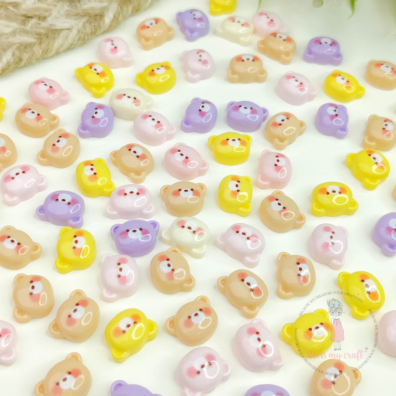 Pastel Cute Flatback Teddy Faces