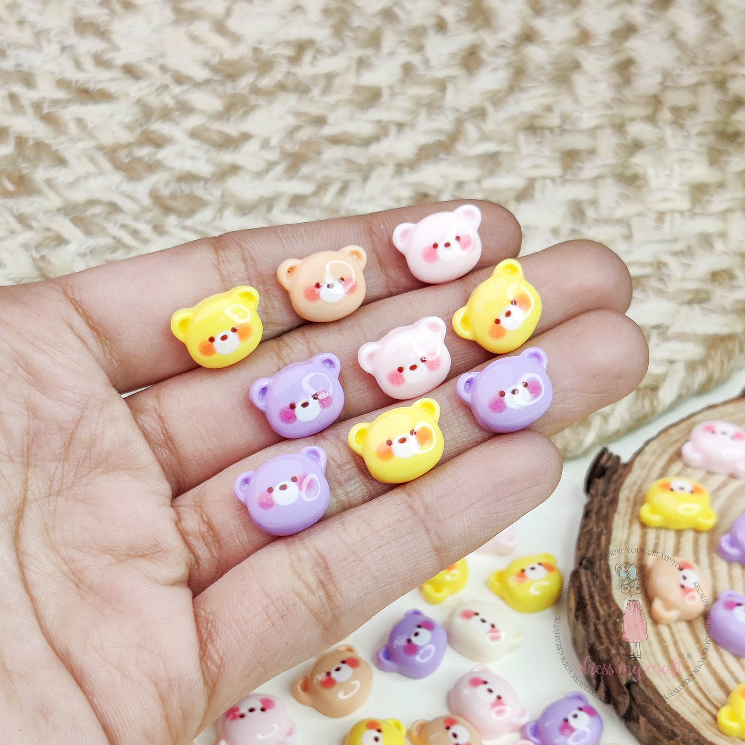 Pastel Cute Flatback Teddy Faces