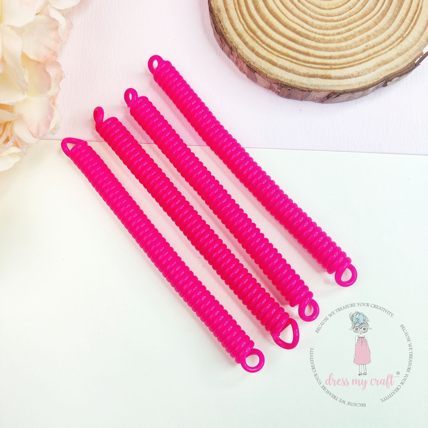 Spiral Retractable Spring Coil - Bright Pink