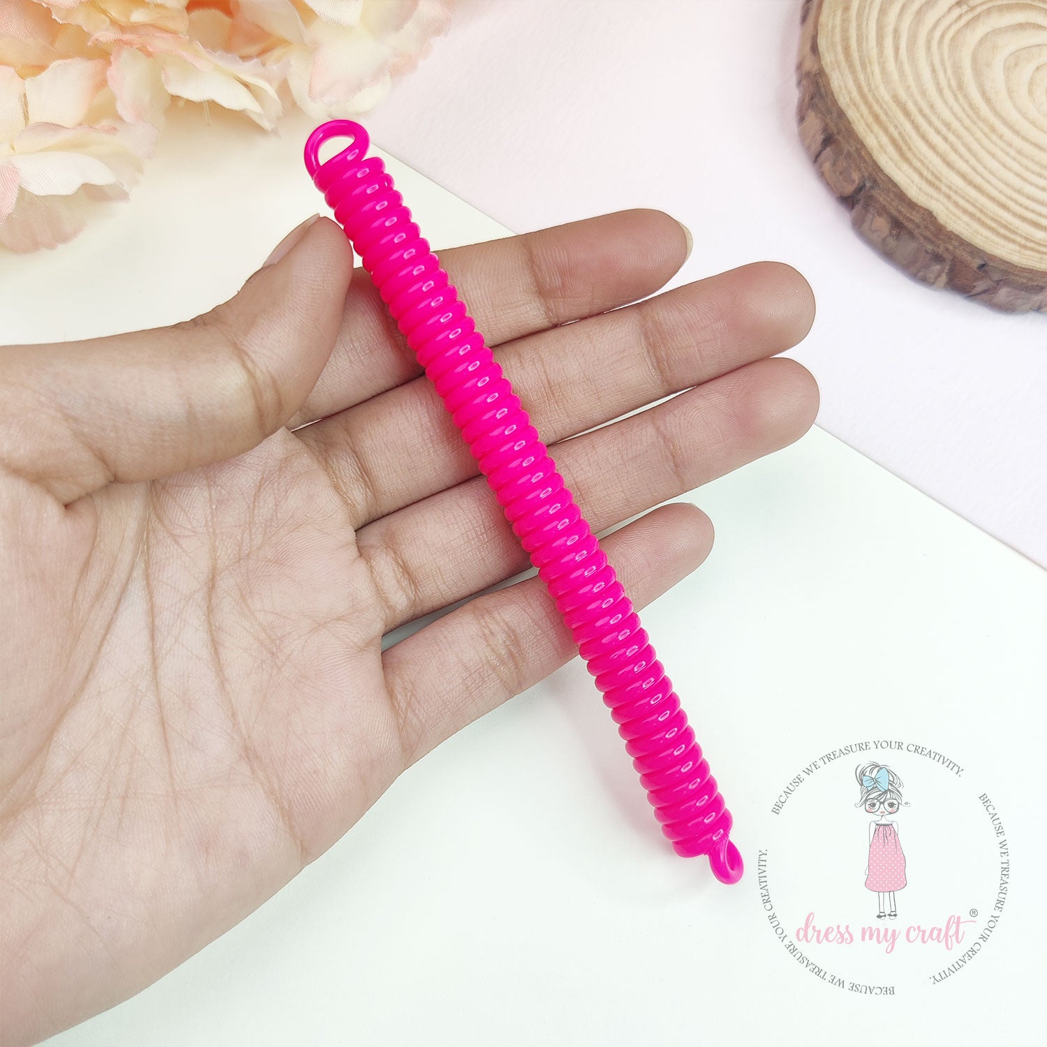 Spiral Retractable Spring Coil - Bright Pink