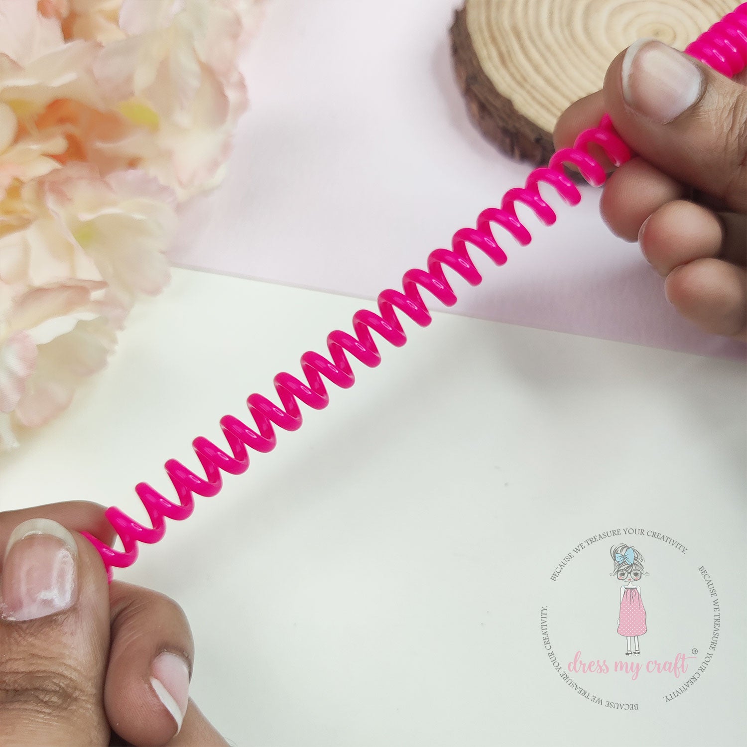 Spiral Retractable Spring Coil - Bright Pink
