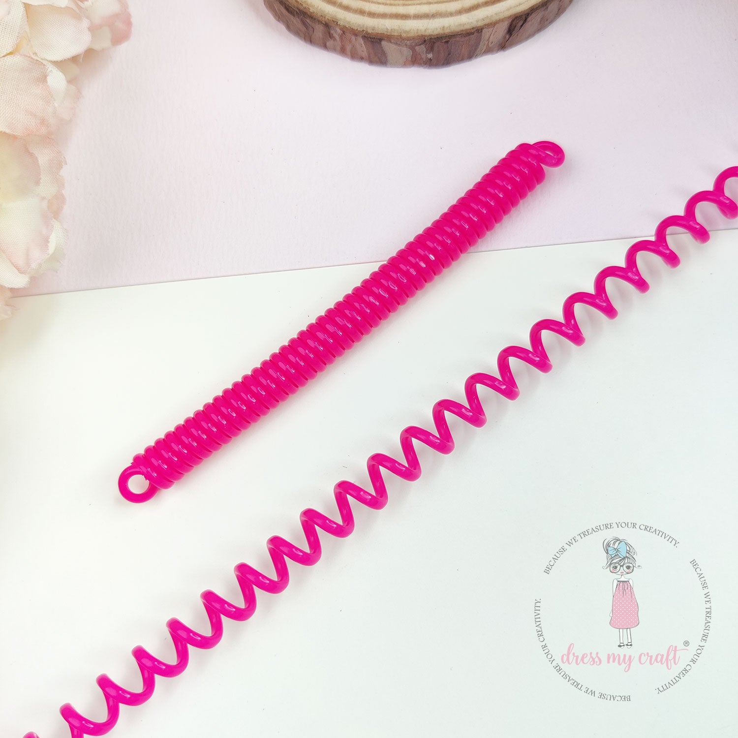 Spiral Retractable Spring Coil - Bright Pink
