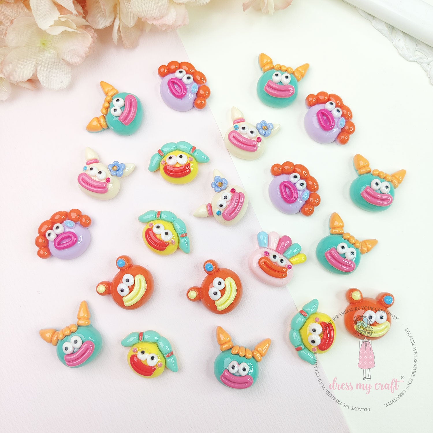 Funny Clown Face Flatback Cabochons