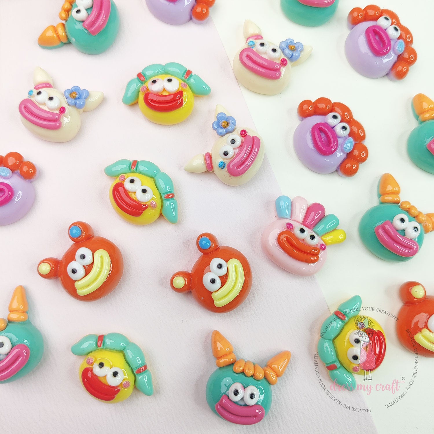 Funny Clown Face Flatback Cabochons