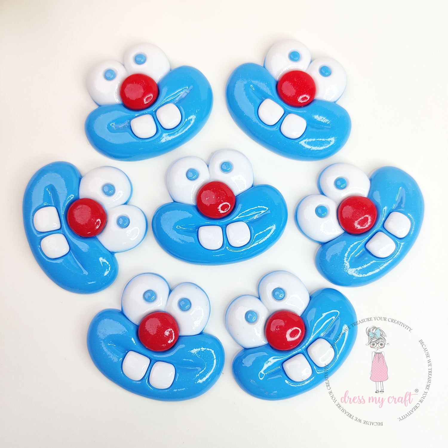 Goofy Smile Face Flatback Cabochons