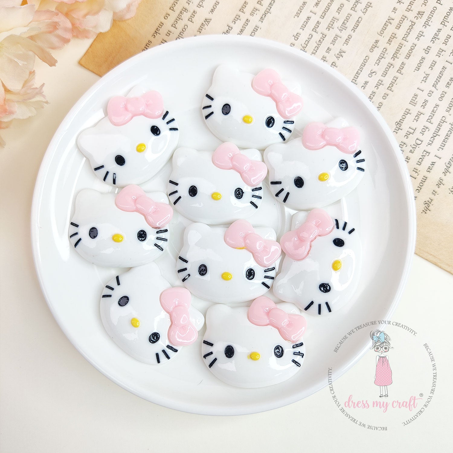 Hello Kitty Face Flatback Cabochons