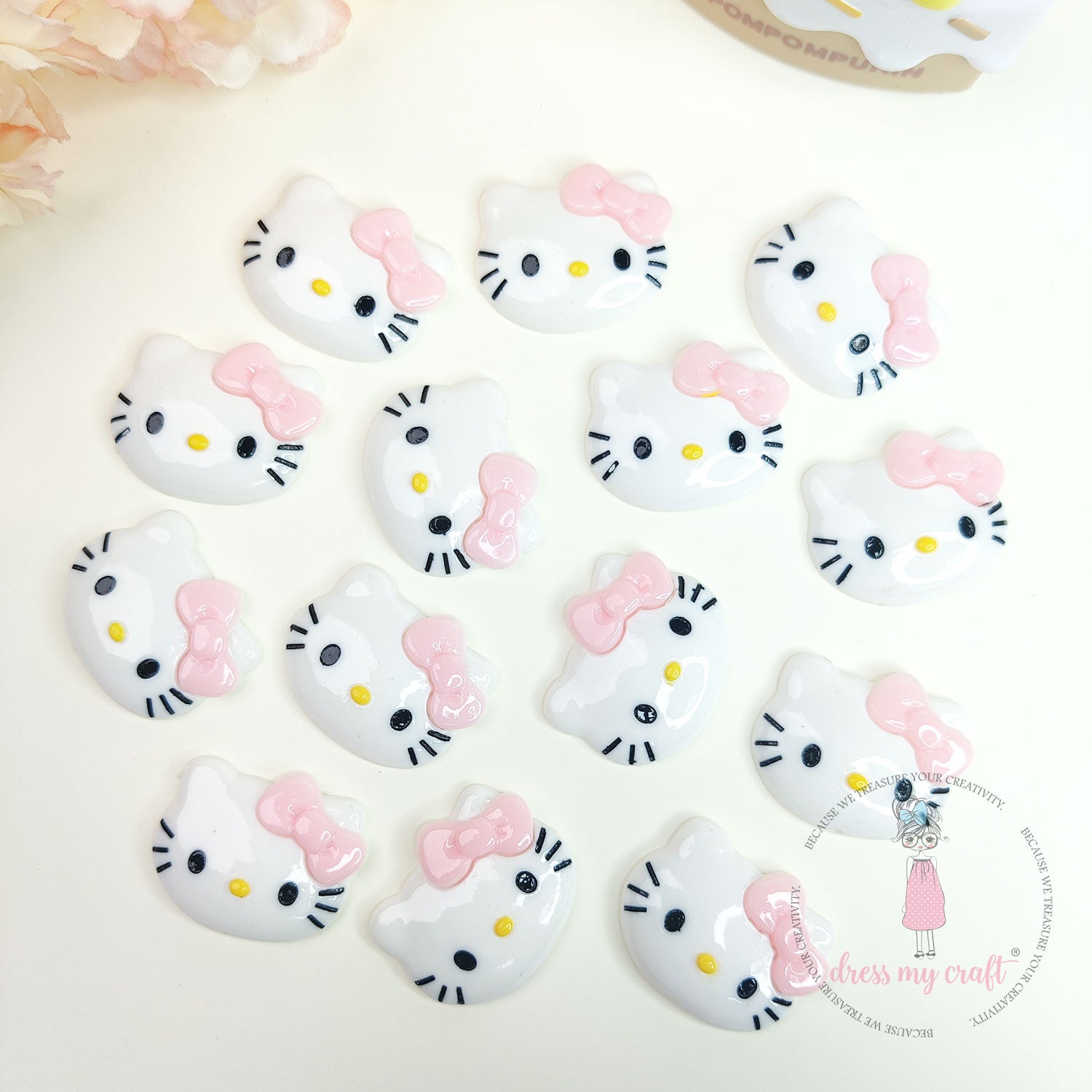 Hello Kitty Face Flatback Cabochons