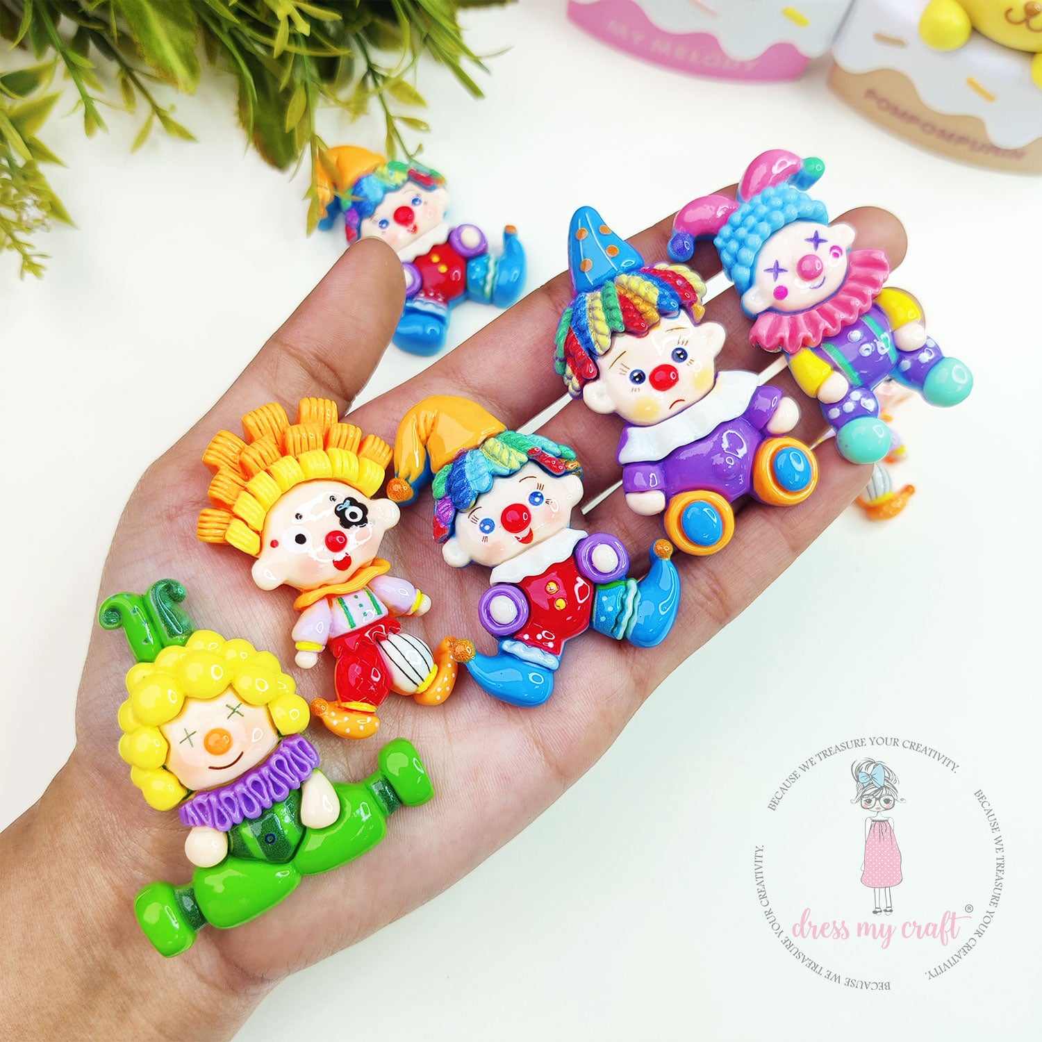 Circus Clown Figures Flatback Cabochons