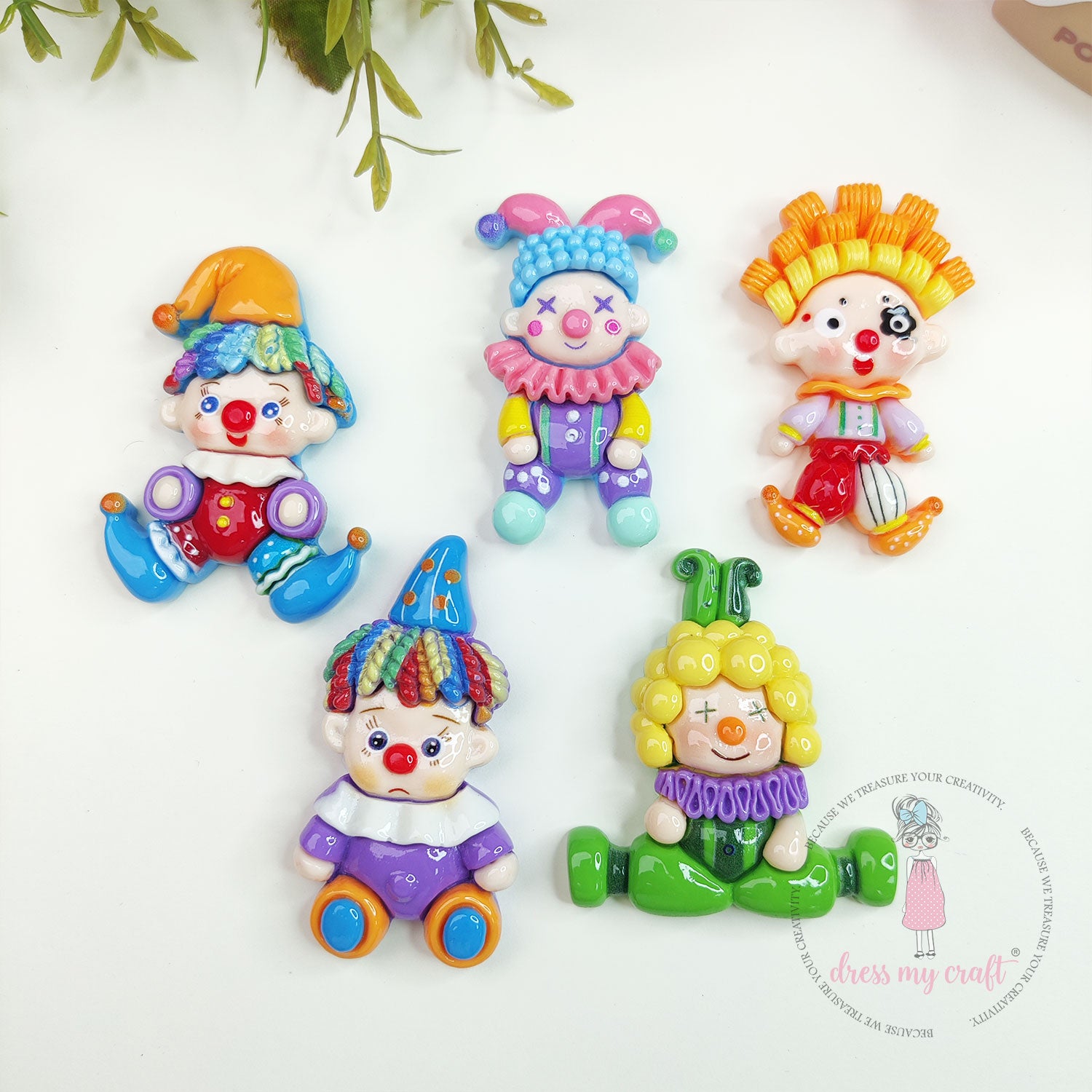 Circus Clown Figures Flatback Cabochons