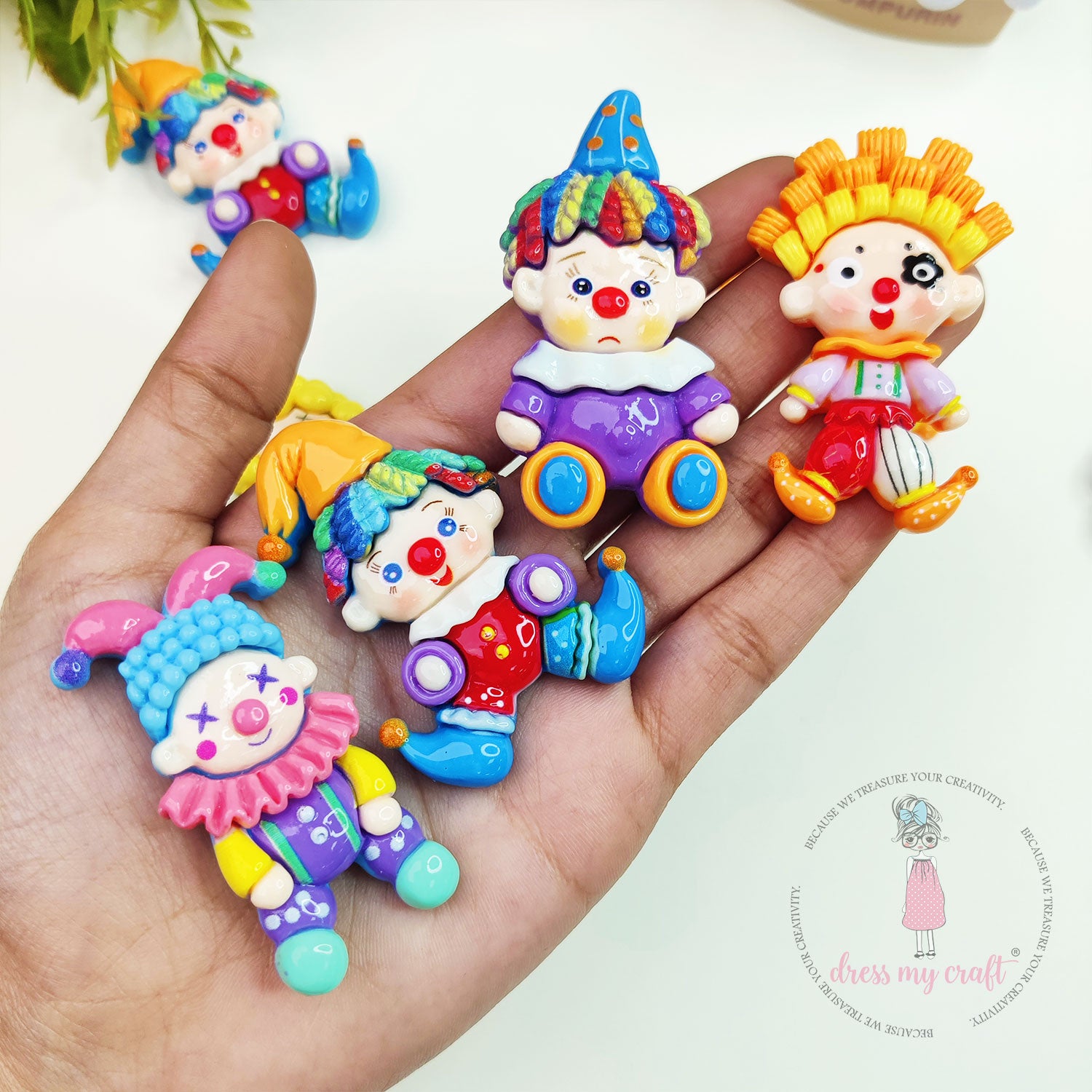 Circus Clown Figures Flatback Cabochons