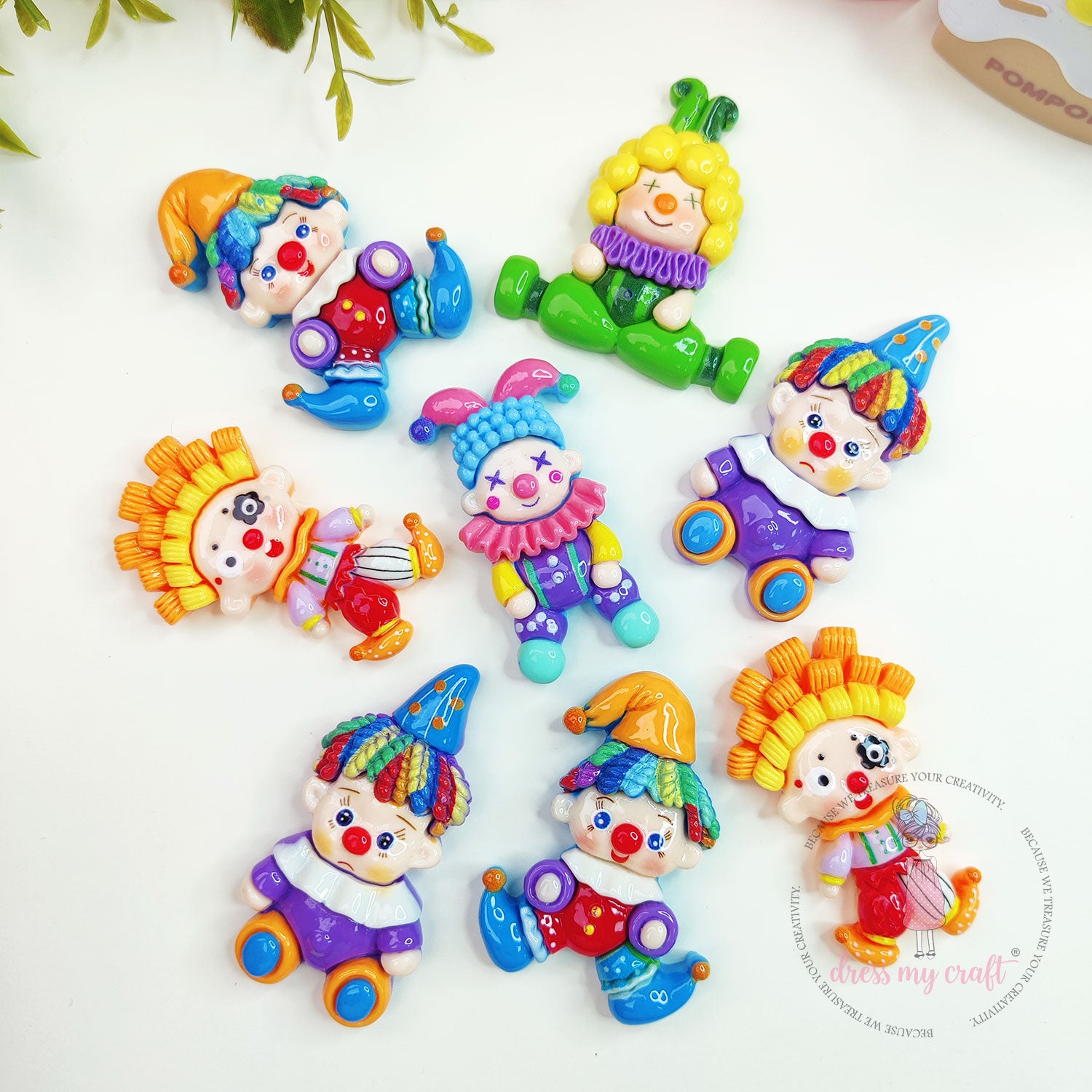 Circus Clown Figures Flatback Cabochons