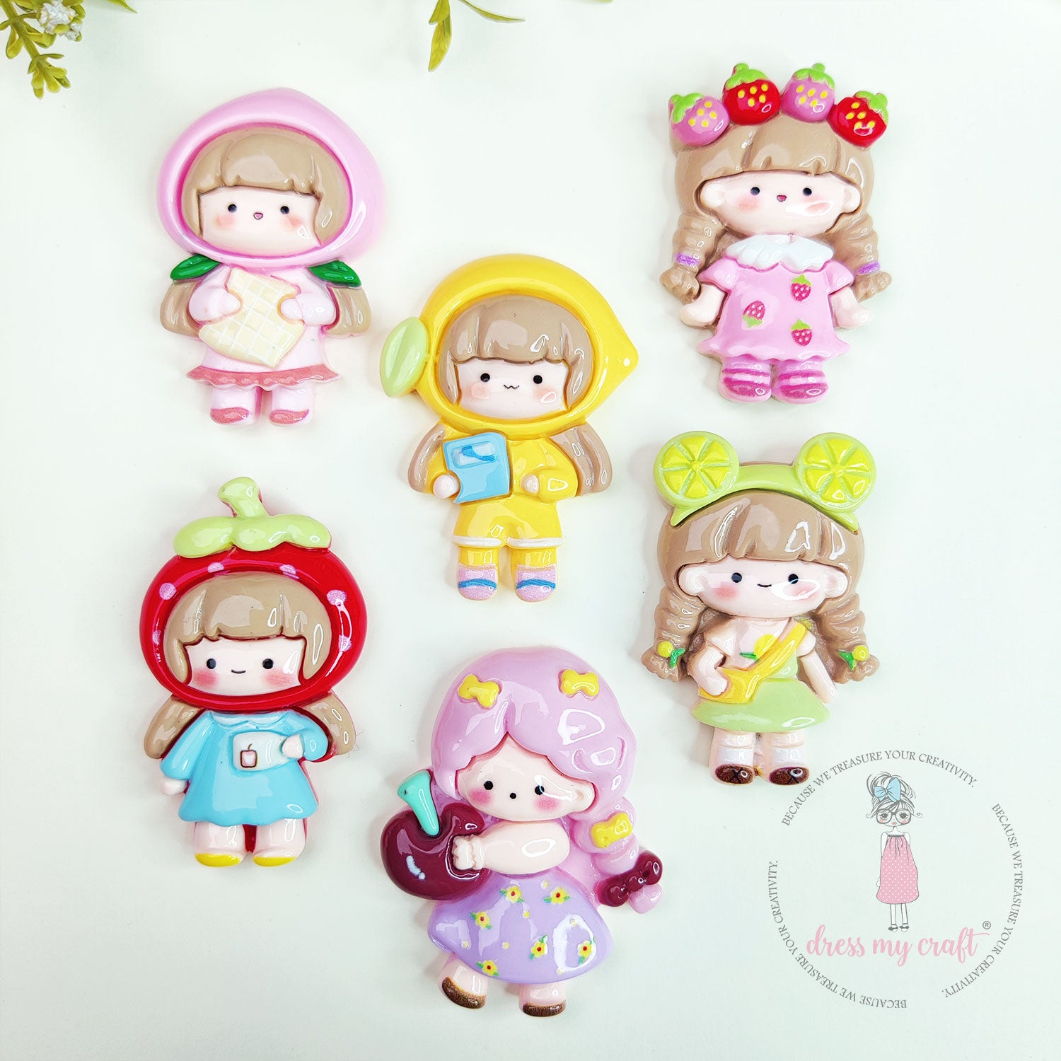 Fruit Fairy Girls Flatback Cabochons