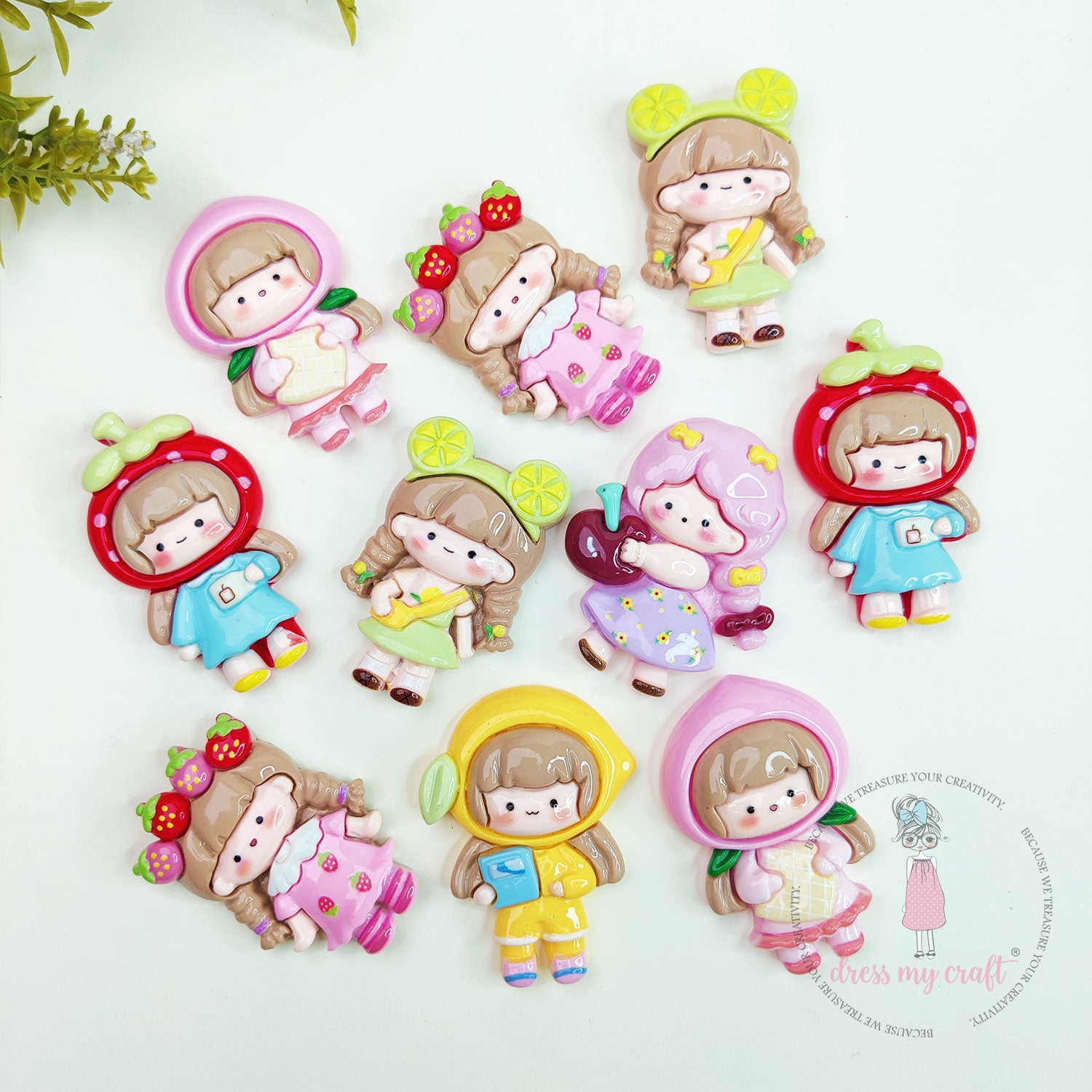 Fruit Fairy Girls Flatback Cabochons