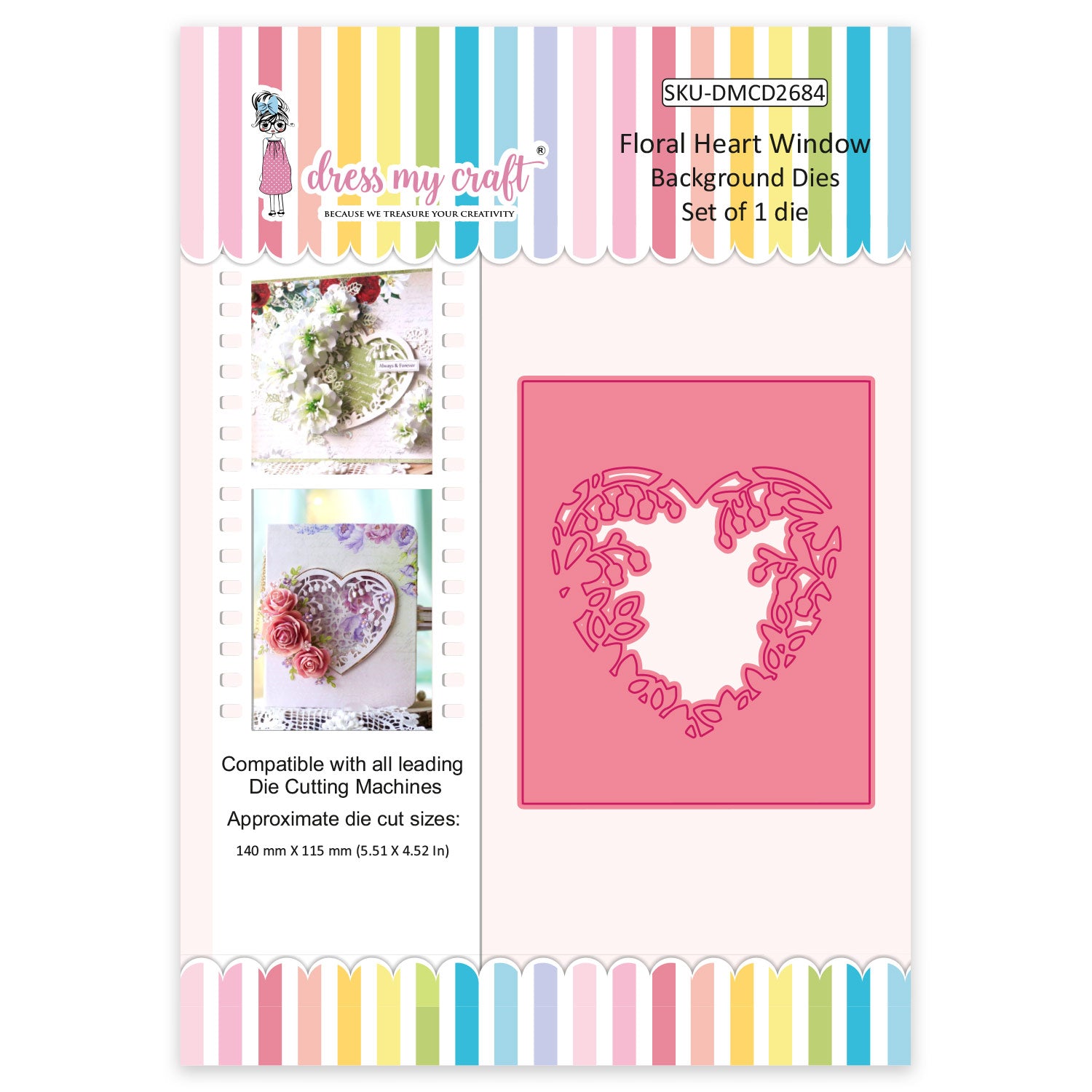 Floral Heart Window - Background Dies