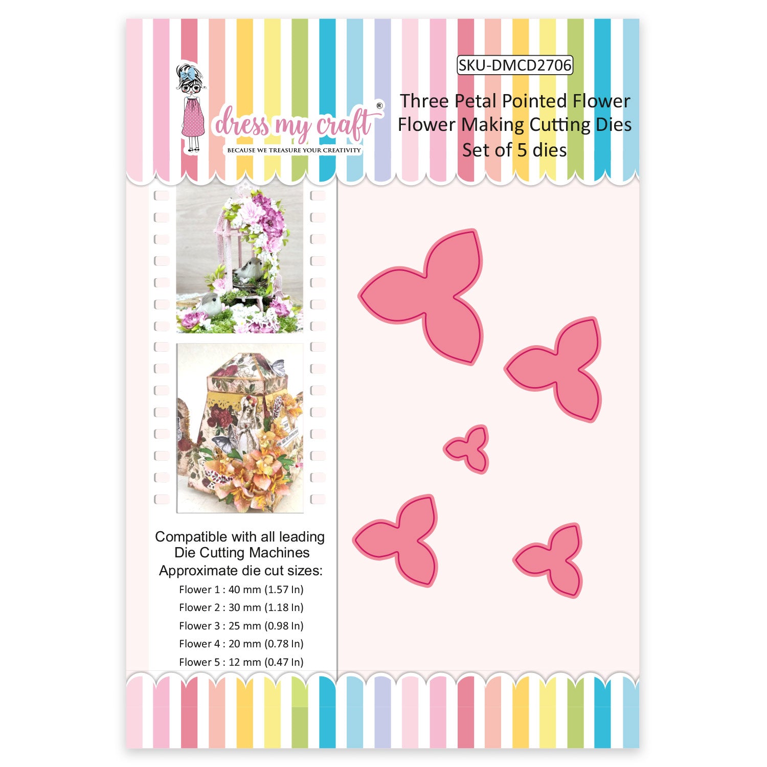 Three Petal Pointed Flower - Flower Making Cutting Dies