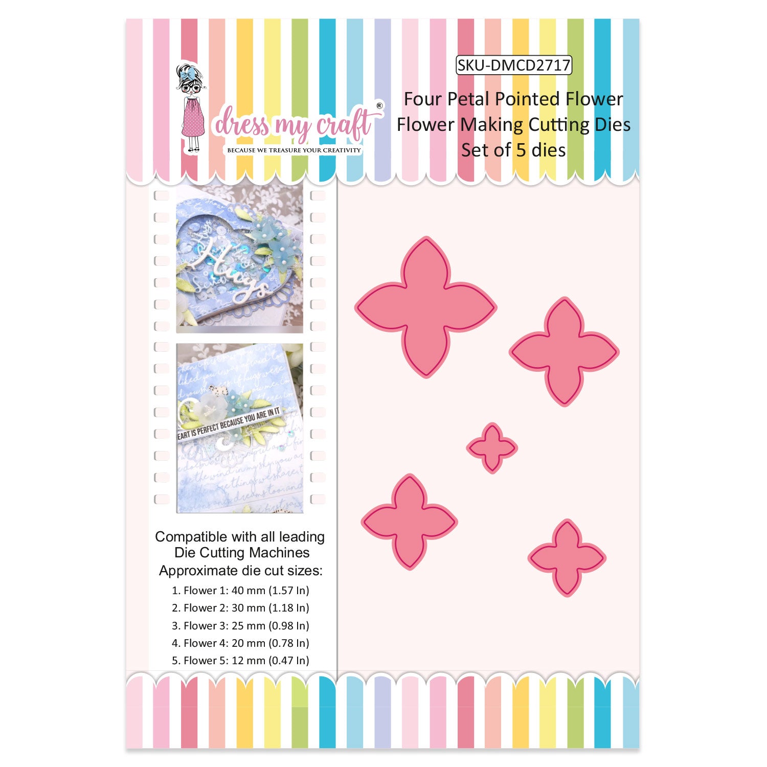 Four Petal Pointed Flower - Flower Making Cutting Dies