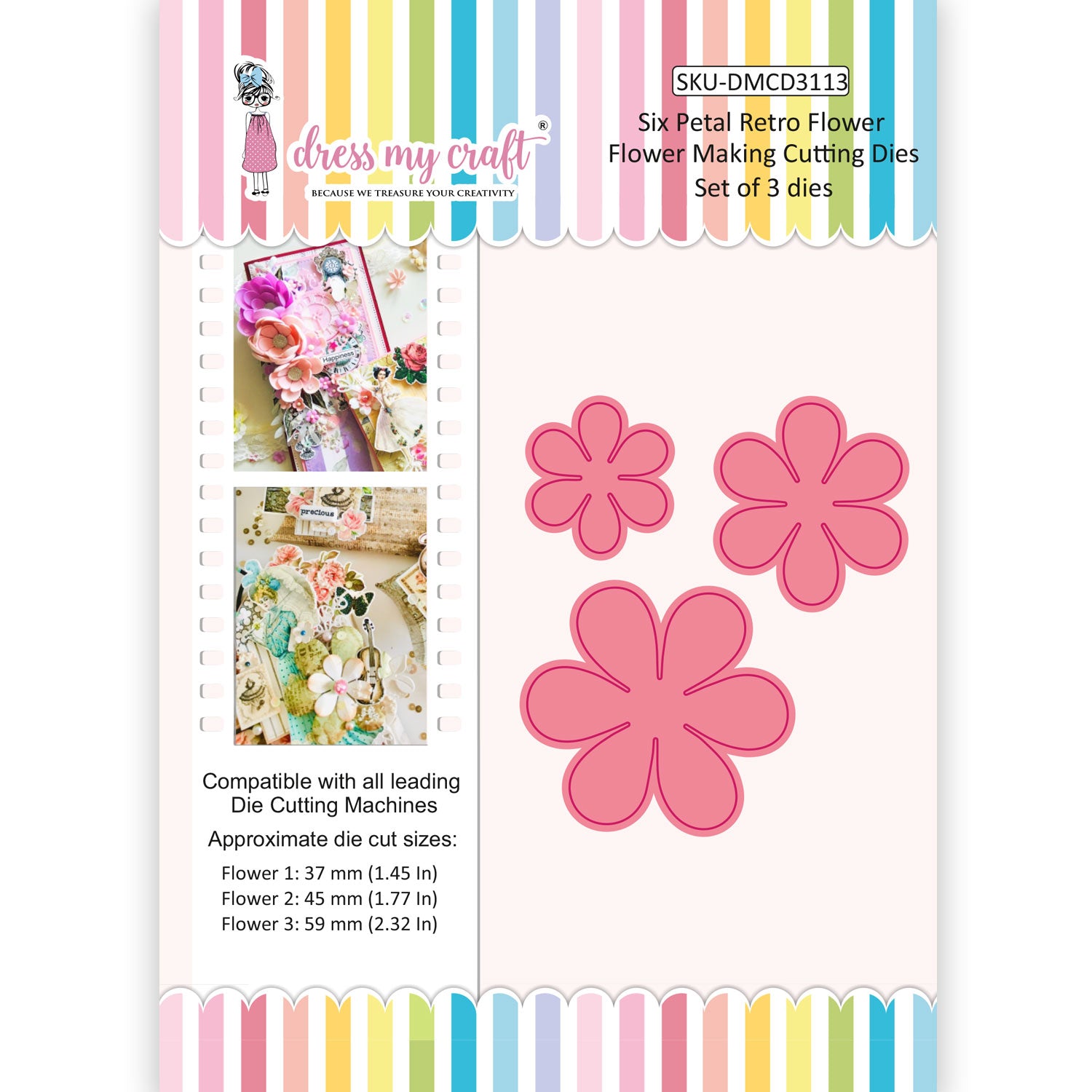 Six Petal Retro Flower - Flower Making Cutting Dies