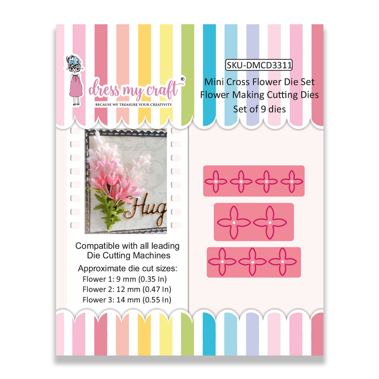 Mini Cross Flower Die Set - Flower Making Cutting Dies