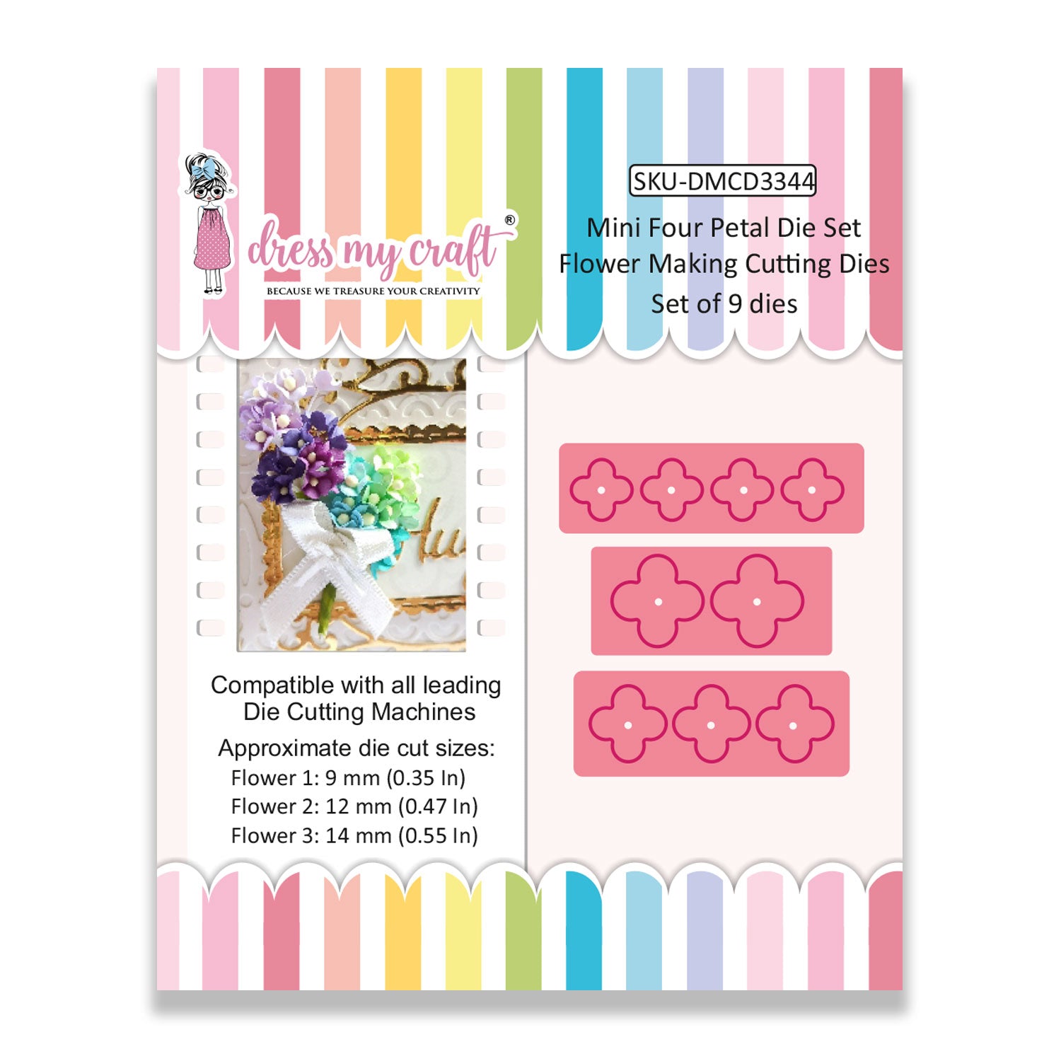 Mini Four Petal Die Set - Flower Making Cutting Dies