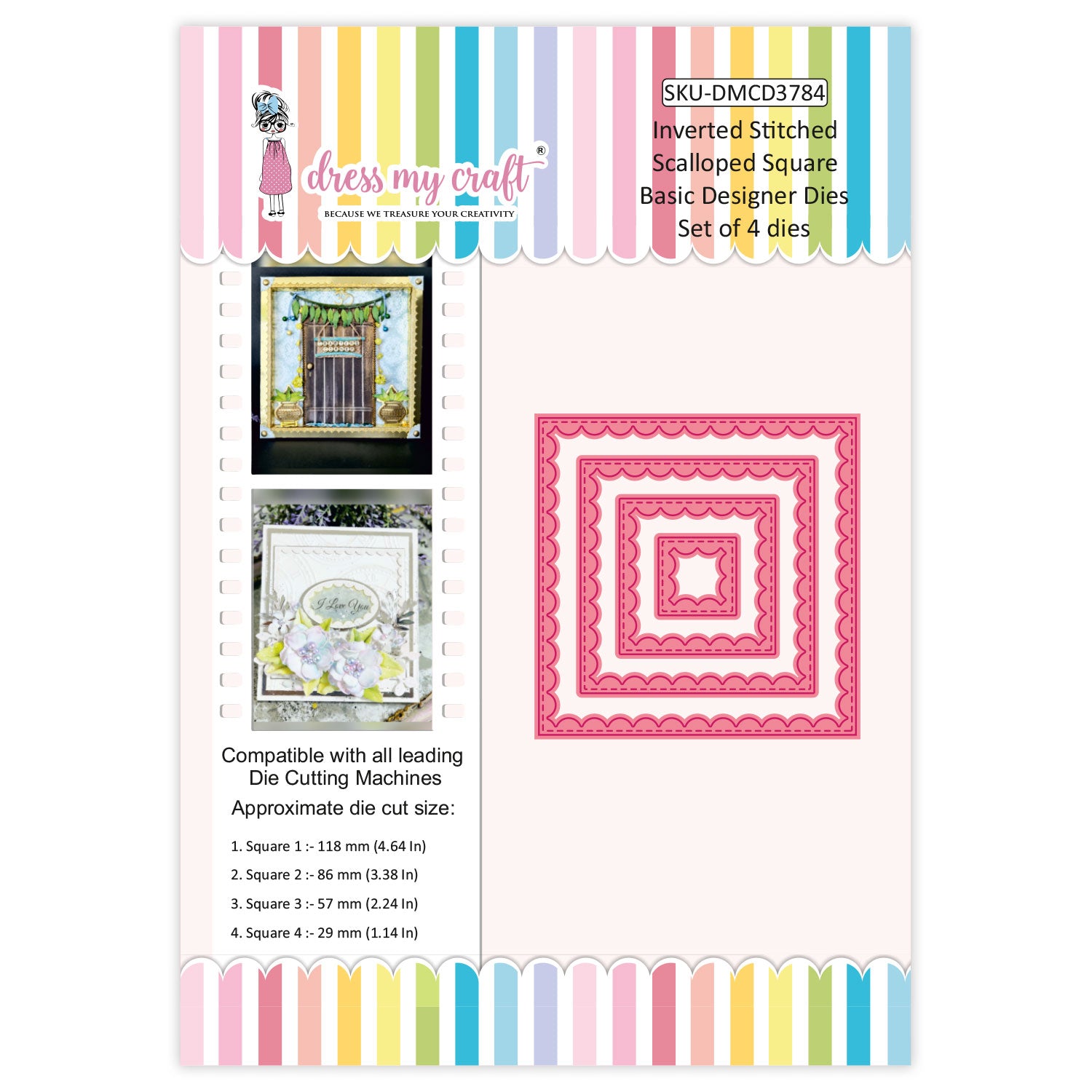 Inverted Stitched Scalloped Square - Basic Designer Dies