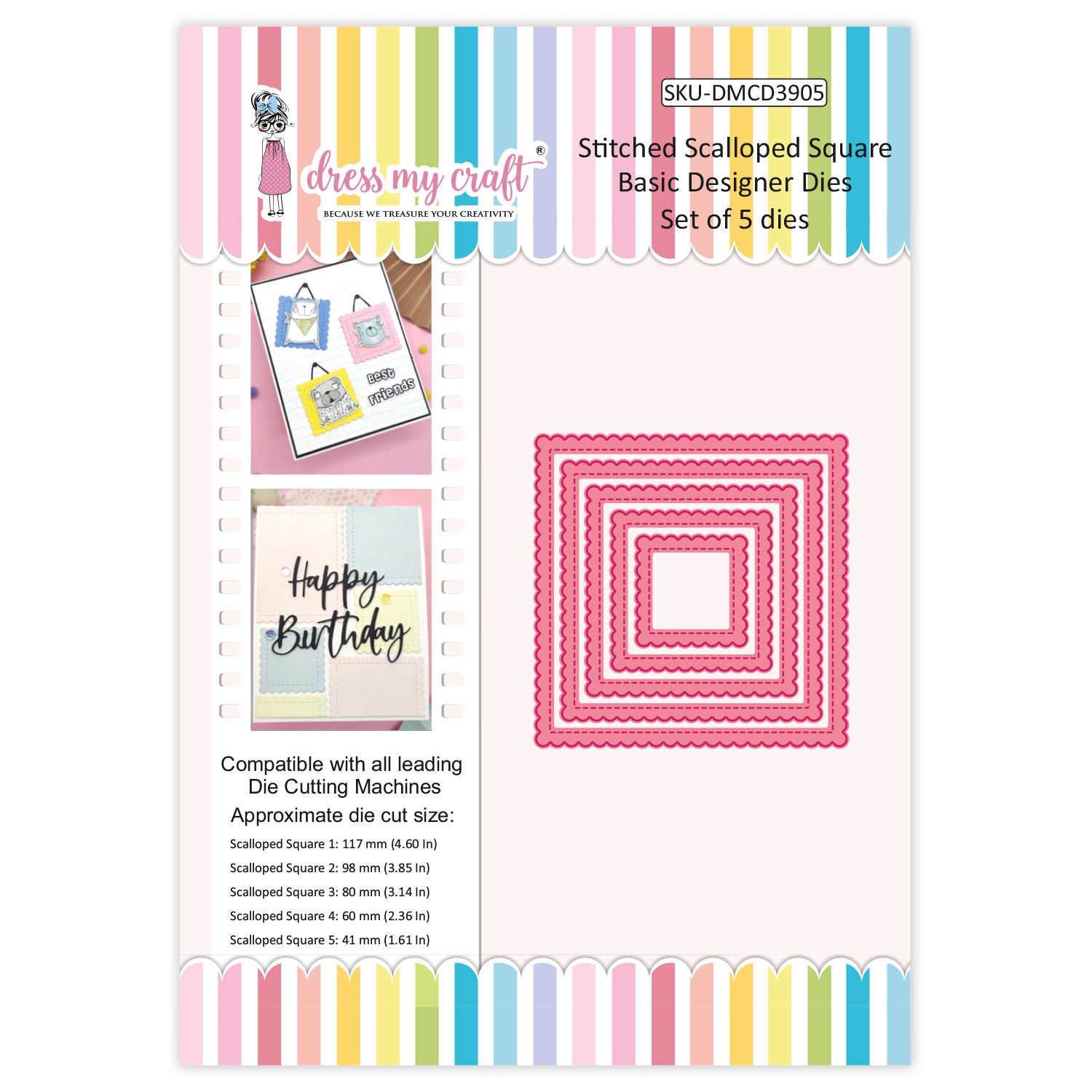 Stitched Scalloped Square - Basic Designer Die