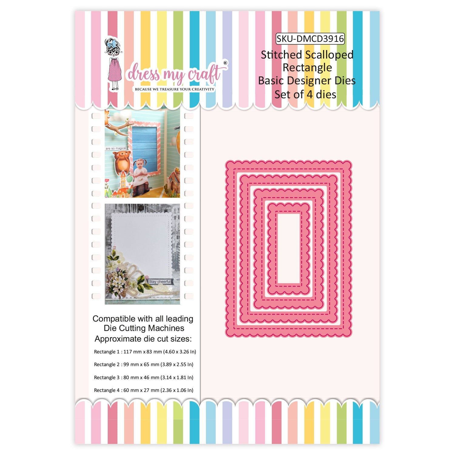 Stitched Scalloped Rectangle - Basic Designer Die