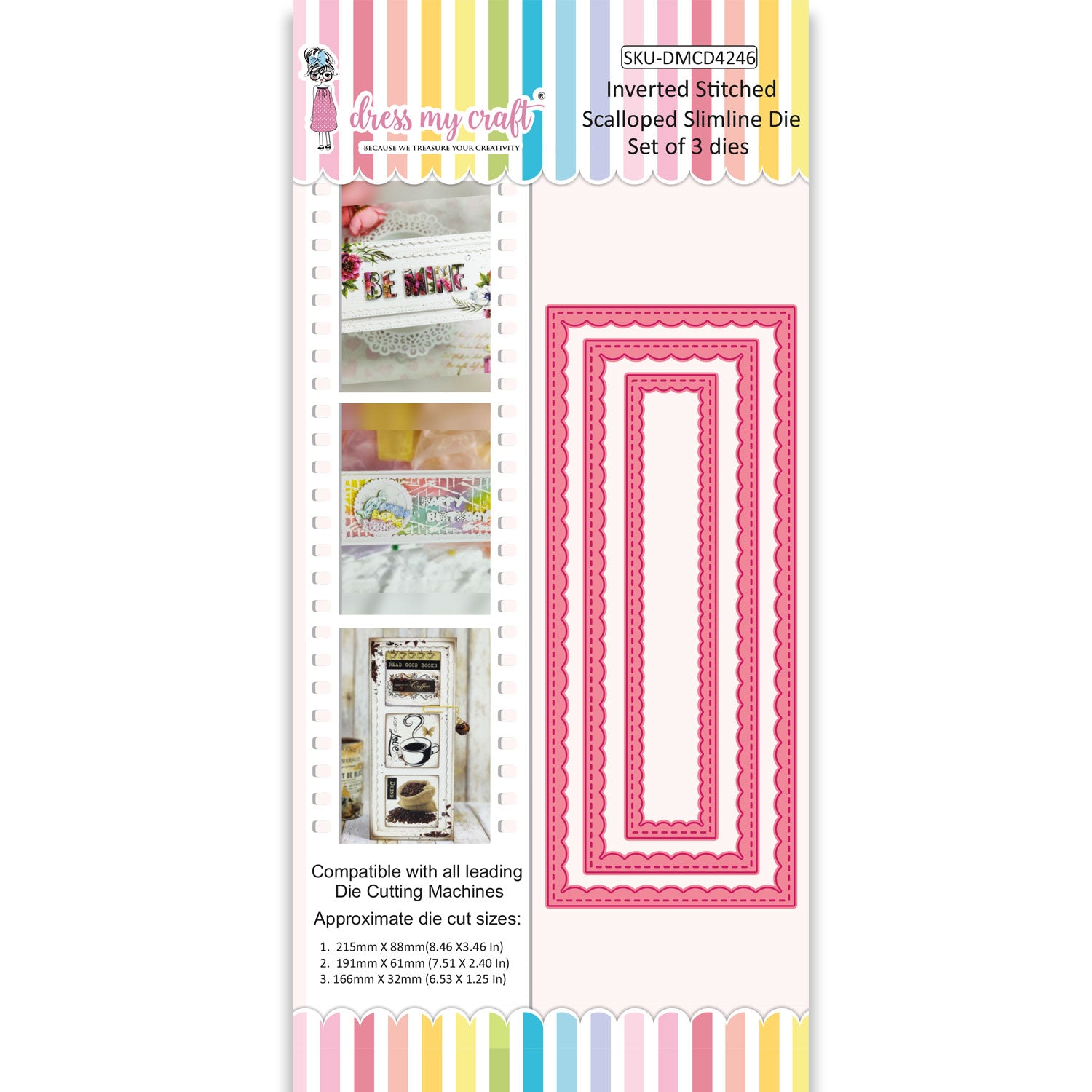 Inverted Stitched Scalloped Slimline Die