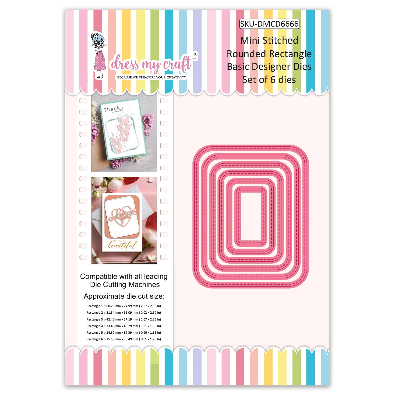 Mini Stitched Rounded Rectangle - Basic Designer Dies