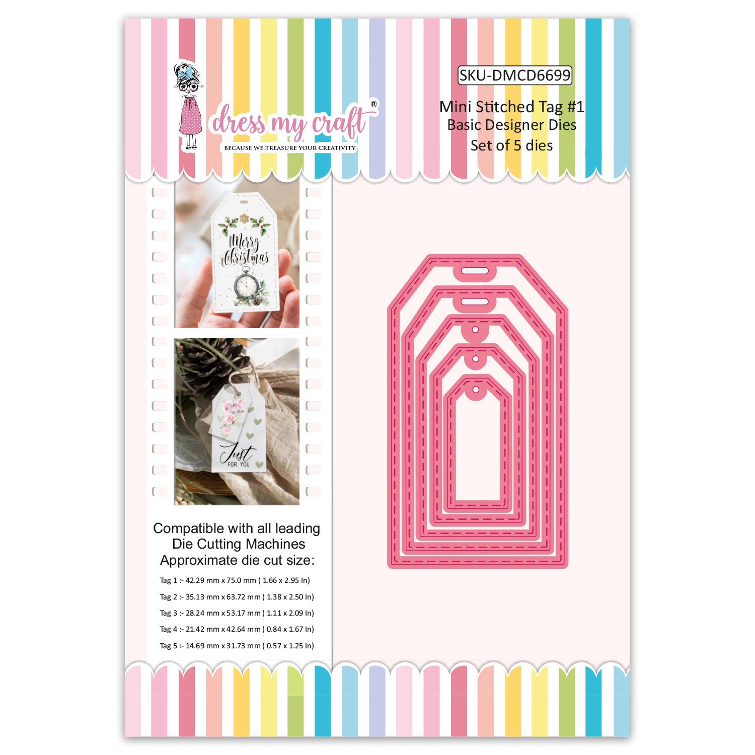 Mini Stitched Tag #1 - Basic Designer Dies