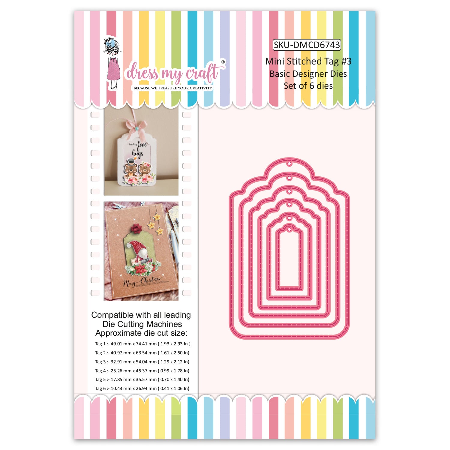 Mini Stitched Tag #3 - Basic Designer Dies