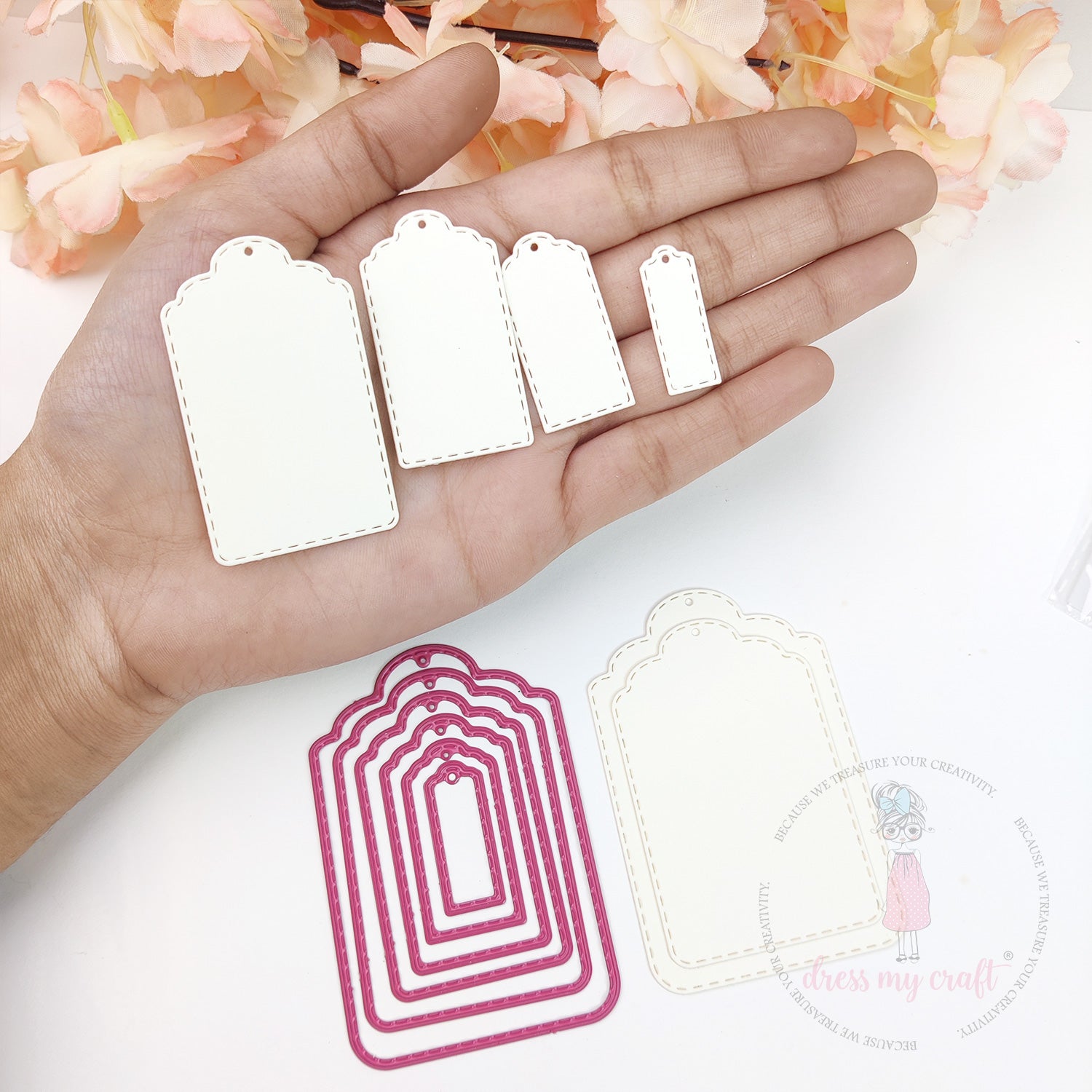 Mini Stitched Tag #3 - Basic Designer Dies