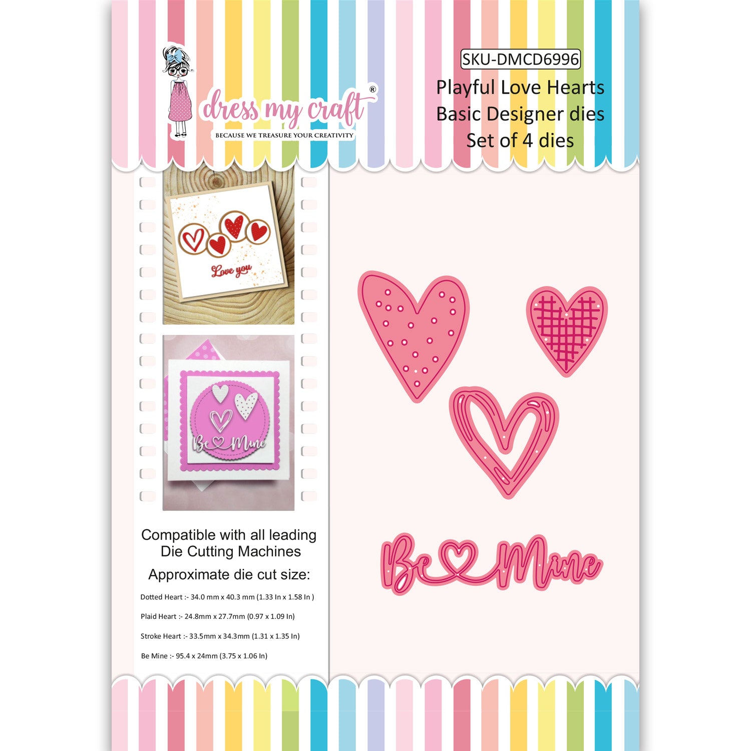 Playful Love Hearts Die - Basic Designer Dies