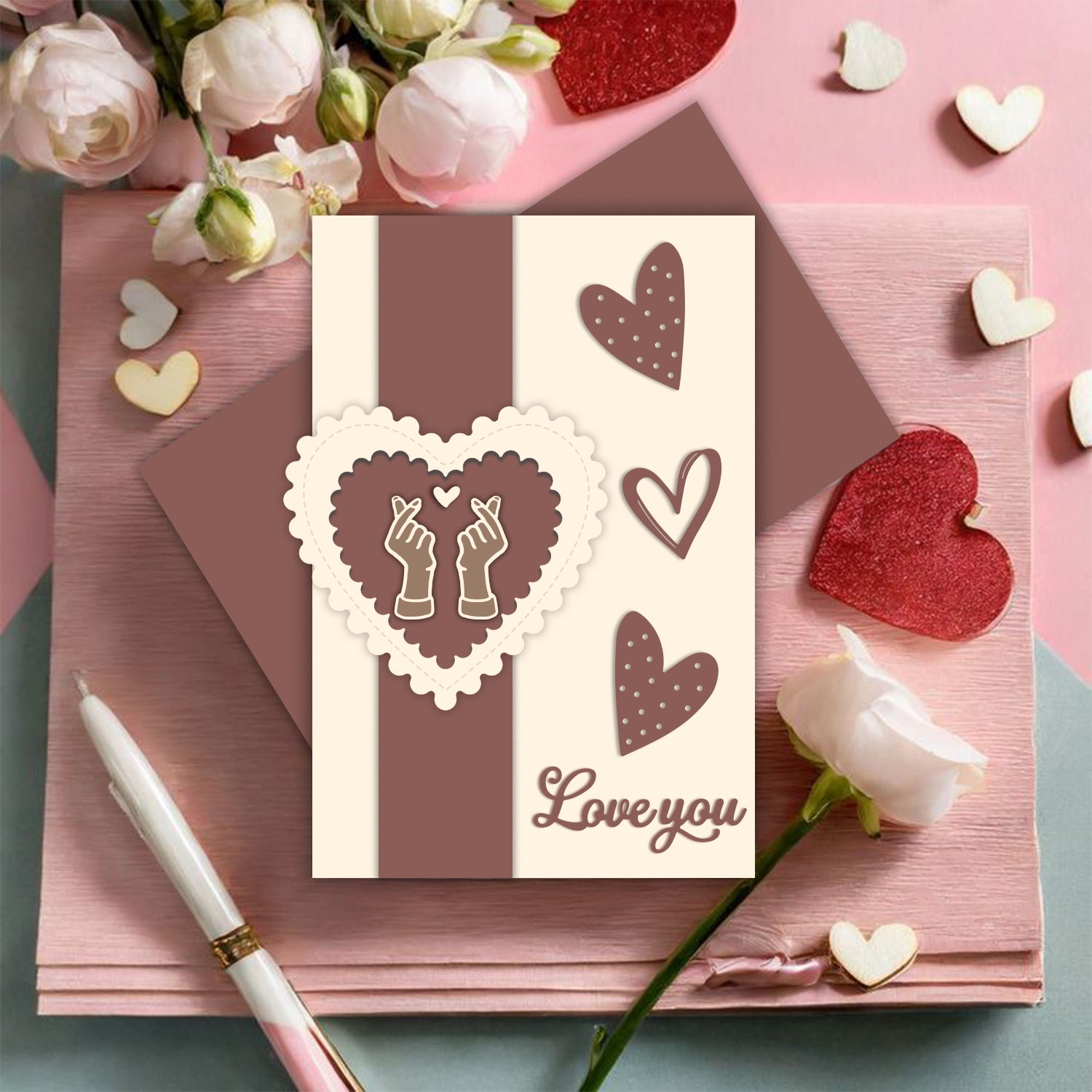 Playful Love Hearts Die - Basic Designer Dies