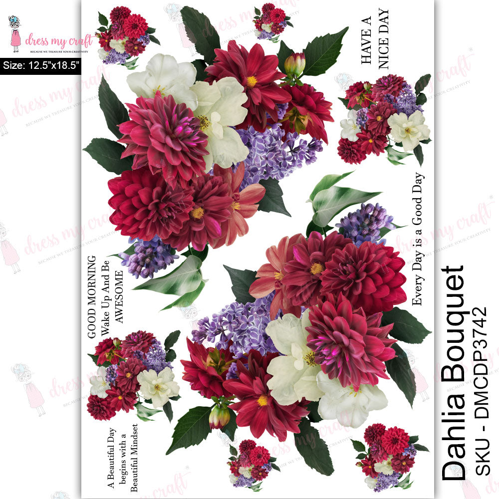 Dahlia Bouquet - Transfer Me (12.5" x 18.5")
