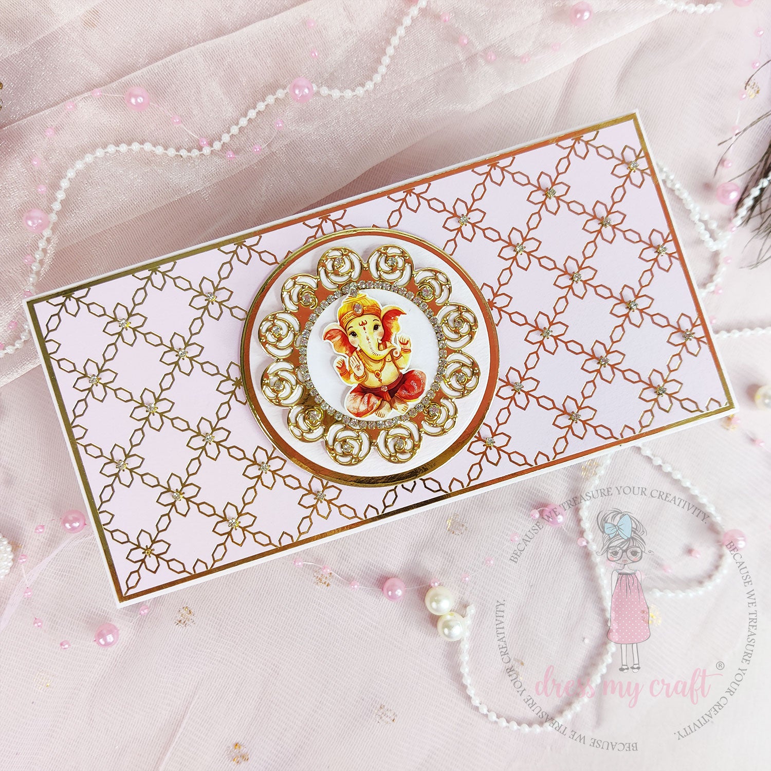 Golden Bloom On Soft Pink - Pack Of 10 - 12" x 12" Loose Sheets