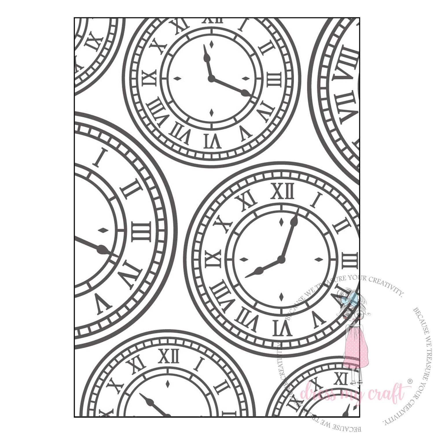 Vintage Clock Pattern - Embossing Folder