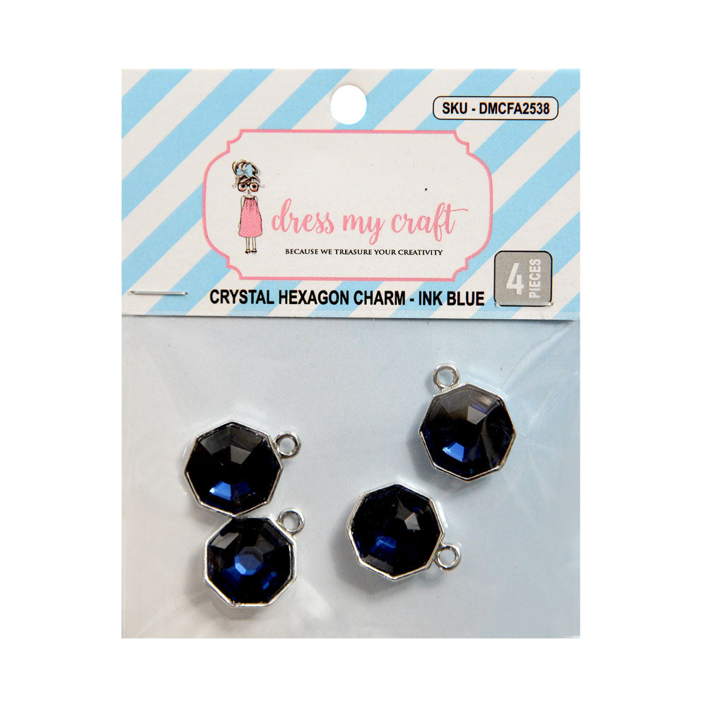 Crystal Hexagon Charm - Ink Blue
