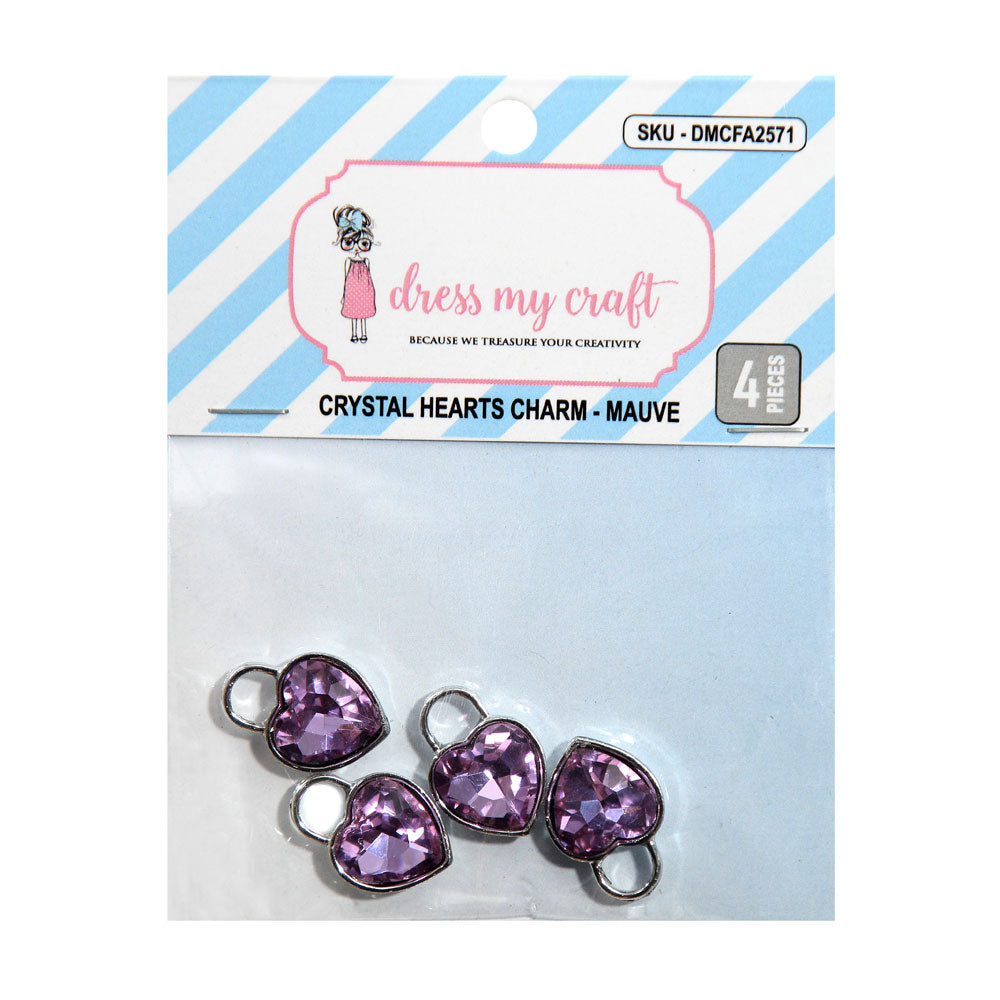 Crystal Heart Charm - Mauve